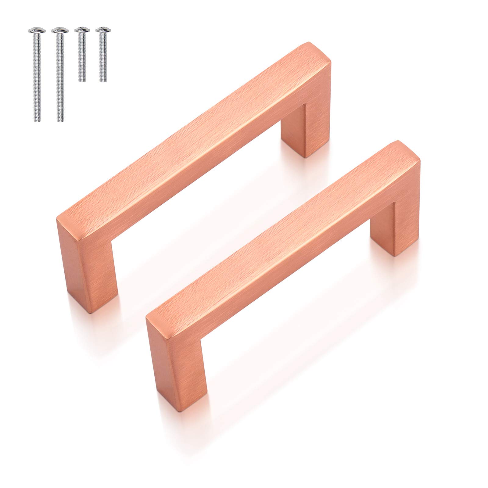 20 Pack Stainless Steel Kitchen Cabinet Pulls with 3 Inch Hole Centers, Rose Gold & Copper Dresser Handles for Modern Cabinets, Drawers, and Furniture Upgrades