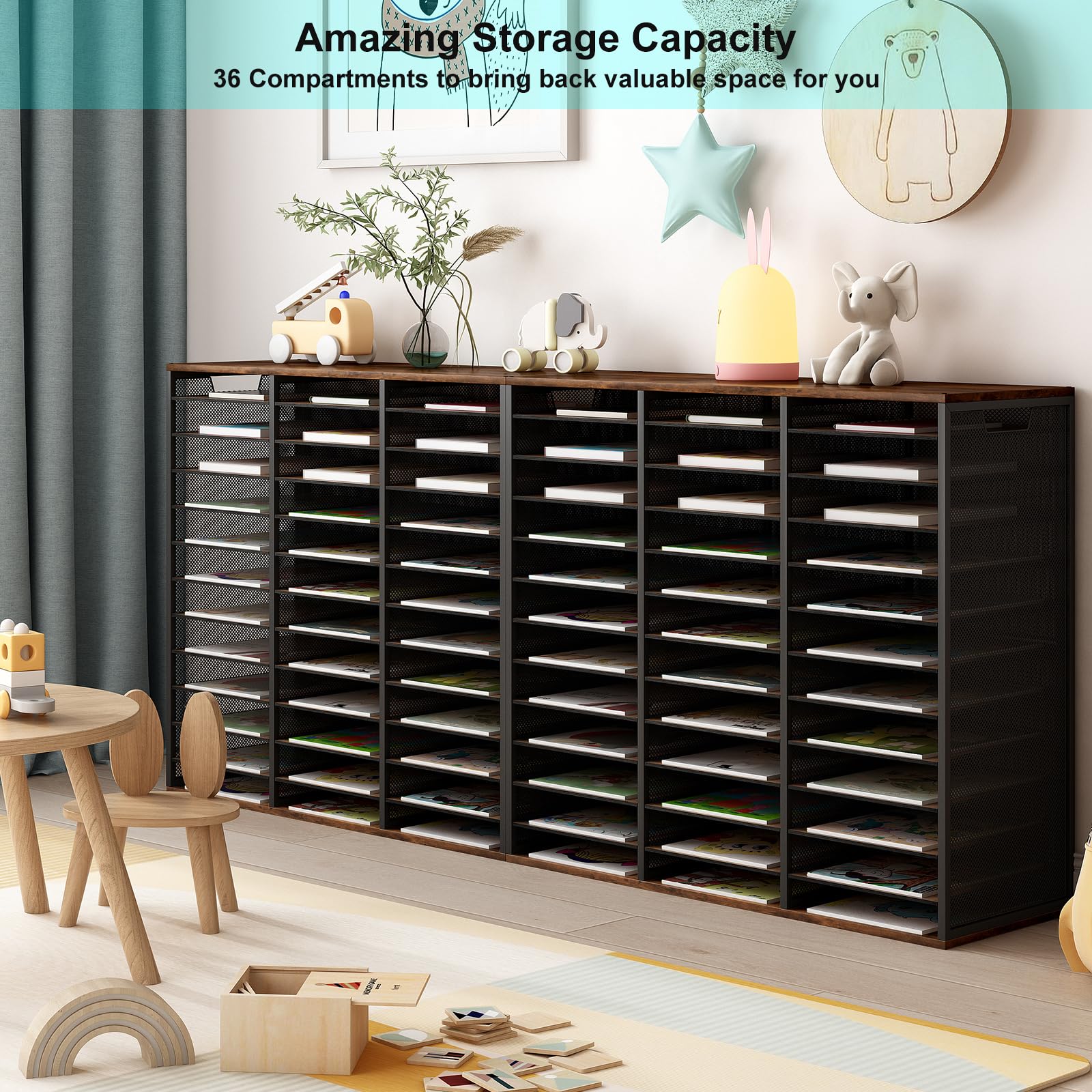 Adjustable PAG Mass Mail Sorter - 36 Compartment Desktop Organizer for Classroom, Office & Home | Countertop Literature Holder, Student Mailbox, Bill Paper Organizer | Perfect for Teachers, Students & Office Workers