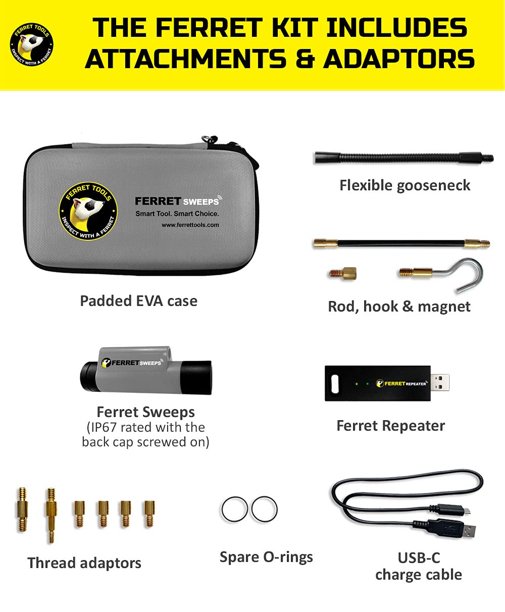 720P HD Wireless Inspection Camera with Digital Zoom & Adjustable LED Lights - IP67 Waterproof, Free App & Bar Adapters - Perfect for Plumbing, HVAC, Automotive & Home Inspections