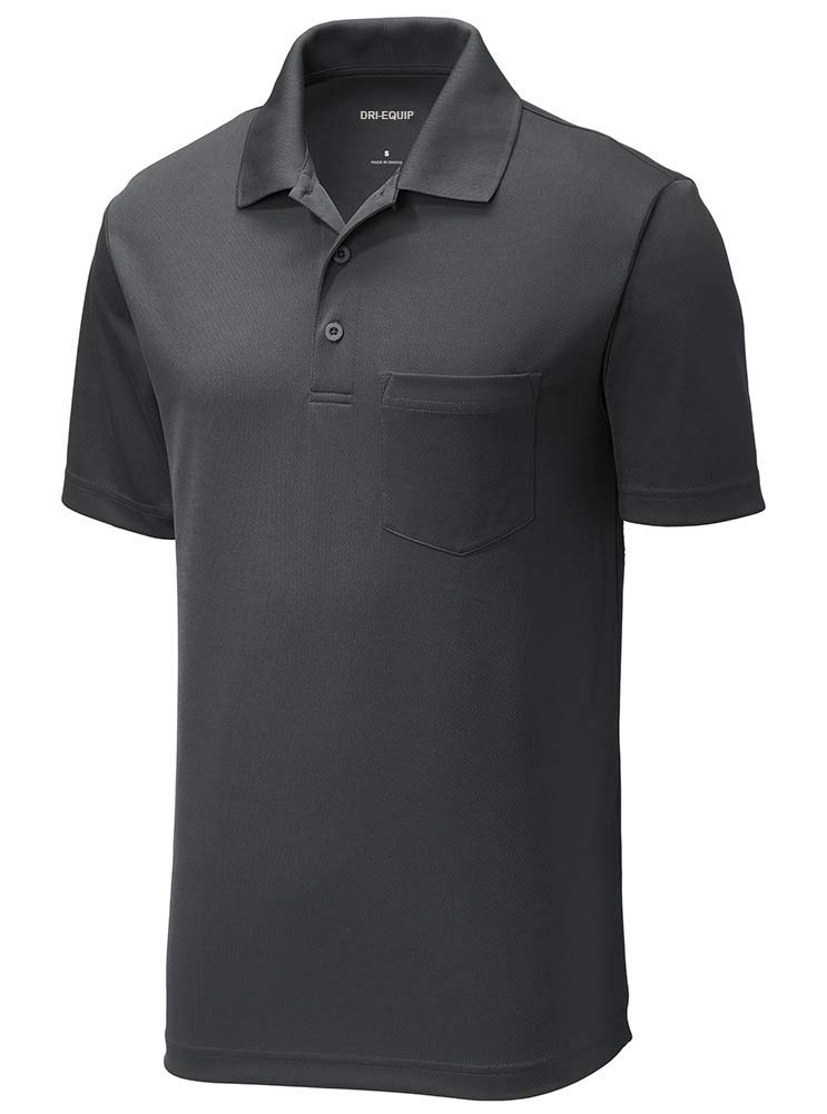 DRIEQUIP Men's Moisture Wicking RacerMesh Pocket Polo Shirt - Breathable Quick Dry Performance Golf Shirt for Men (XS-4XL) - Perfect for Golf, Tennis, Work & Outdoor Activities