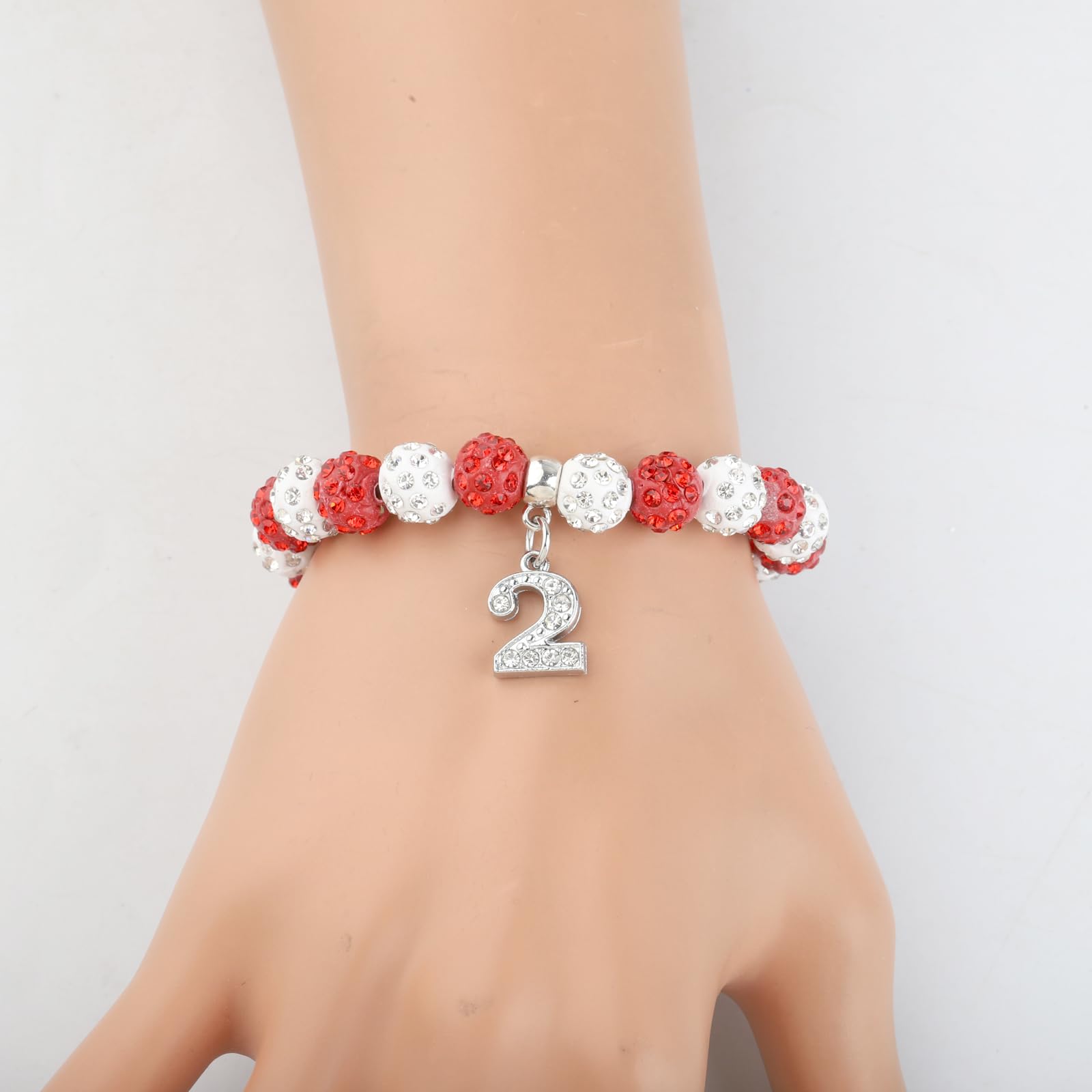 POTIY Red Sorority Gift Beaded Bracelet with Rhinestone Numbers - Graduation Gift for Women, Sisters, College Students - Perfect for Greek Life Events, Graduation Parties & Sisterhood Celebrations