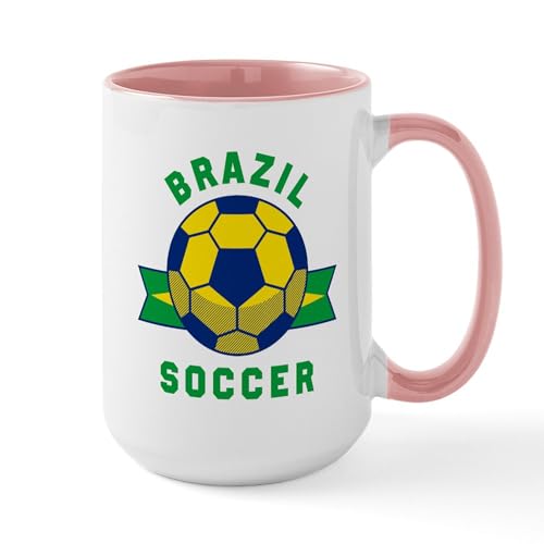 White/Pink Inside - Brazil Soccer Mugs