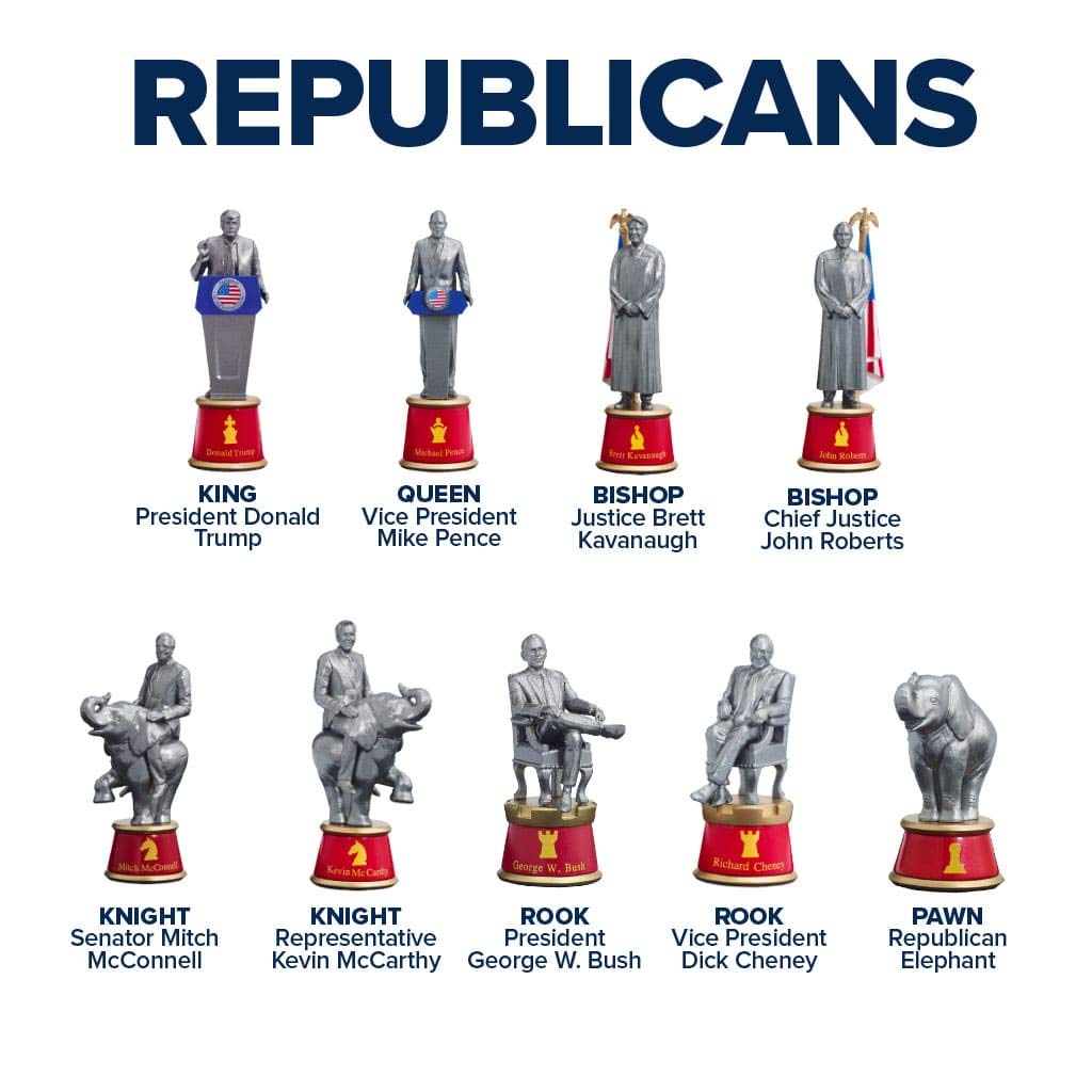 2020 Battle for The White House Collector's Chess Set - Political-Themed Chess Board Game with Democrat vs Republican Pieces | Perfect for Election Parties, Political Enthusiasts & Unique Home Decor