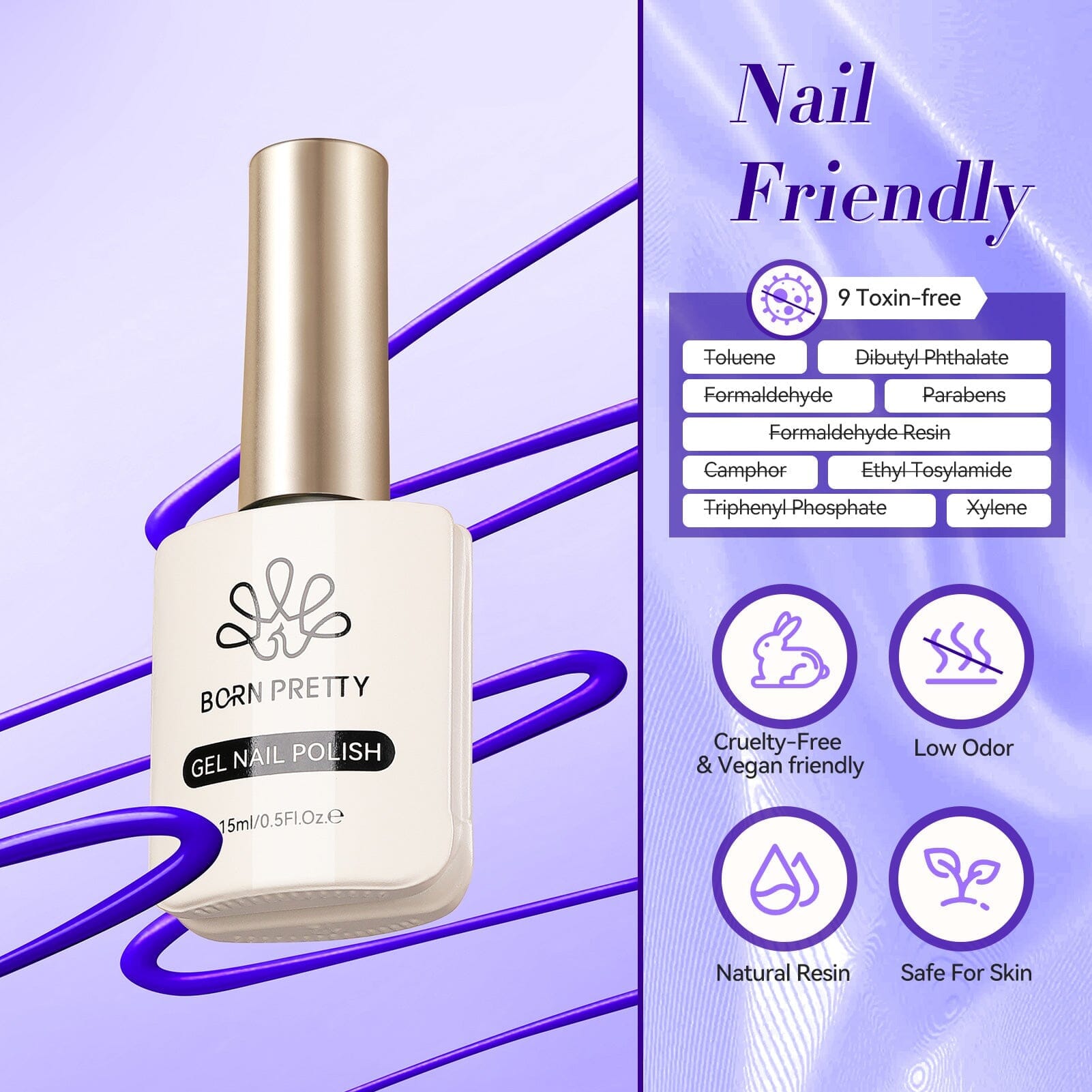 Hema Free Color Gel Polish #20 - 15ml Long Lasting Nail Polish for Salon & Home Manicure - Perfect for Nail Art & DIY Nail Designs