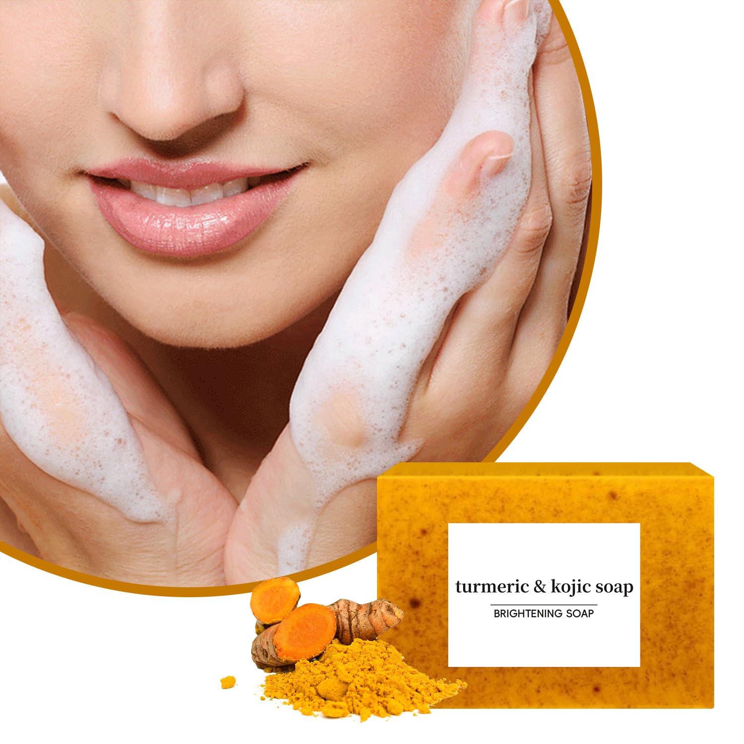 Jibuglow Turmeric & Kojic Acid Soap Bar for Face & Body - Brightening & Even Skin Tone - Natural Glow Soap for Men & Women (2 Pack) - Perfect for Daily Skincare & Acne Treatment