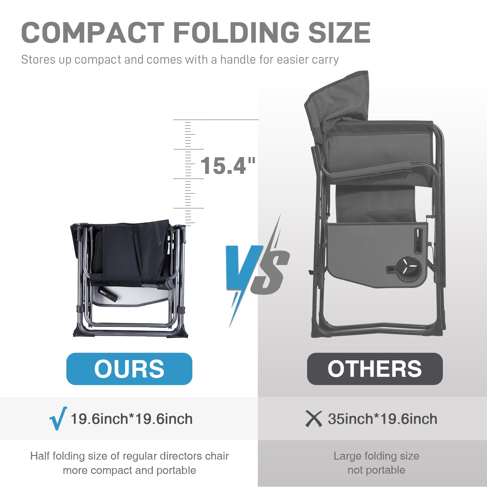 EVER ADVANCED Heavy Duty Folding Camping Chair with Side Table - Portable Compact Lawn Chair for Outdoor Camping, Fishing, Sports & Picnics - 400lbs Capacity Black - Perfect for Backyard, Beach & Tailgating