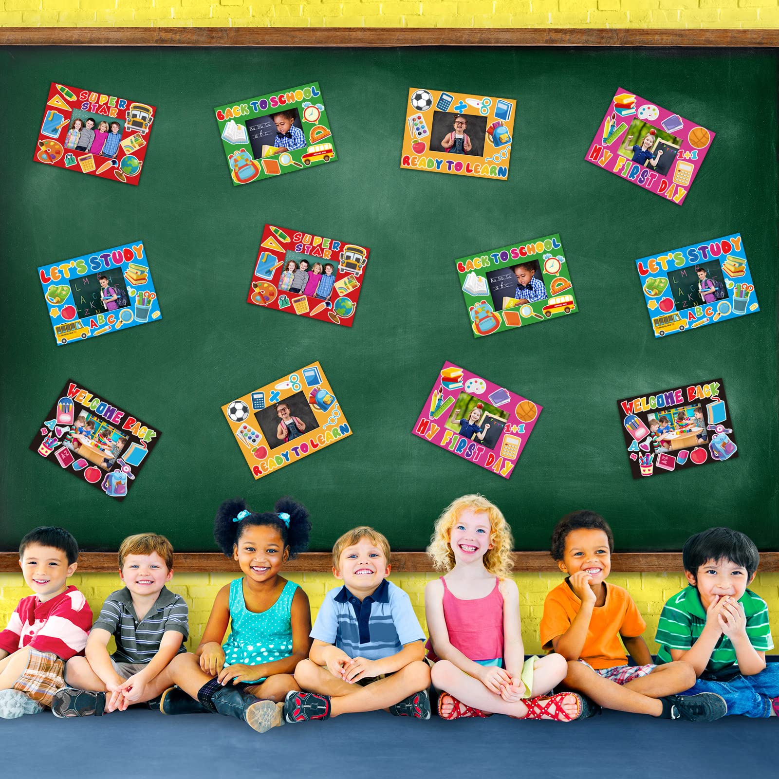 24 Pcs DIY Welcome Back to School Picture Frame Craft Kit - Kindergarten Preschool Classroom Activities, Arts & Crafts for Kids, Party Decorations, First Day Photo Keepsake, Teacher Gifts, Student Projects