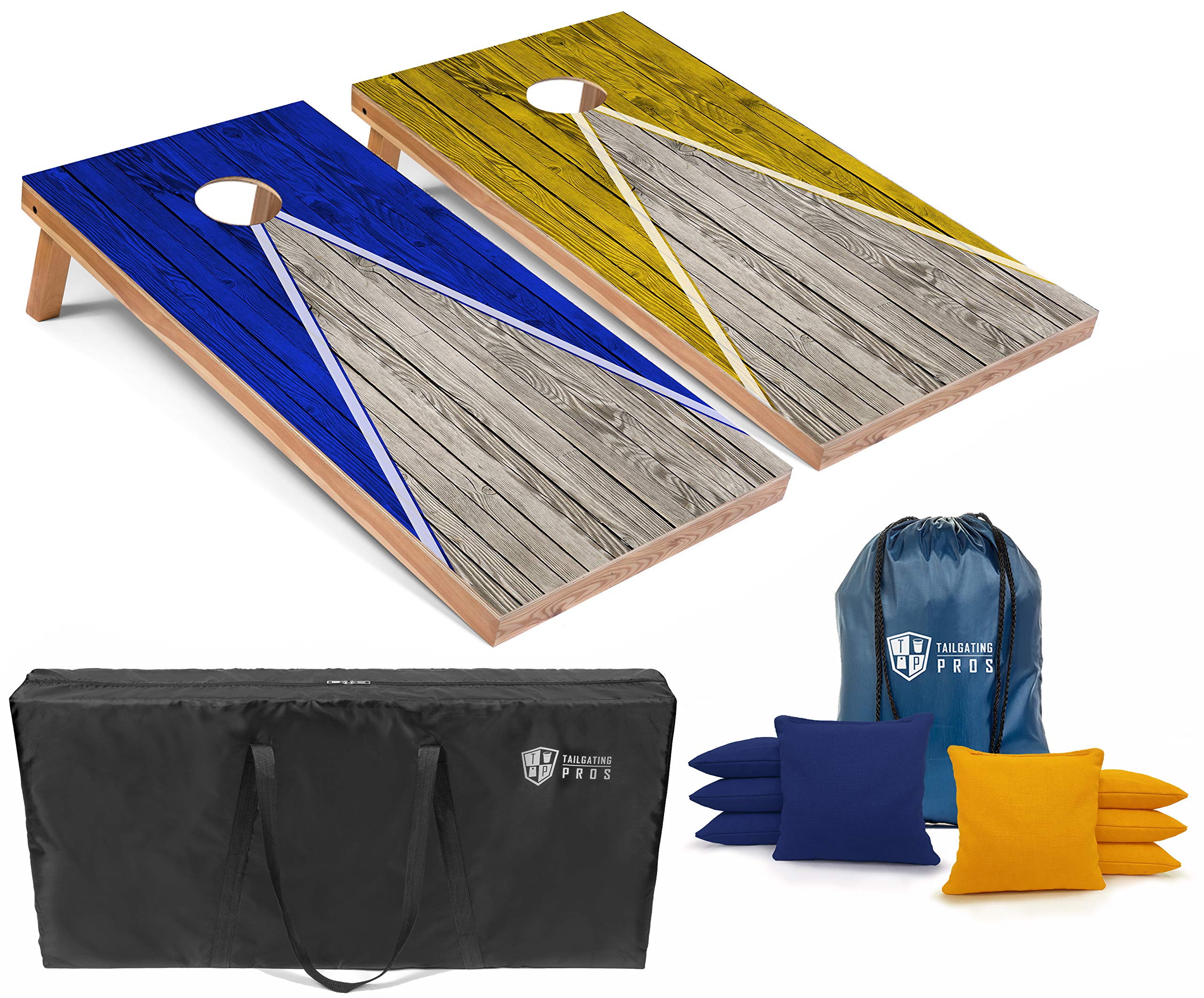Premium Lightweight Pyramid Design Cornhole Board Set with LED Ring Lights - 4'x2' Regulation Size for Outdoor Games, Tailgating, Backyard Parties & Family Fun