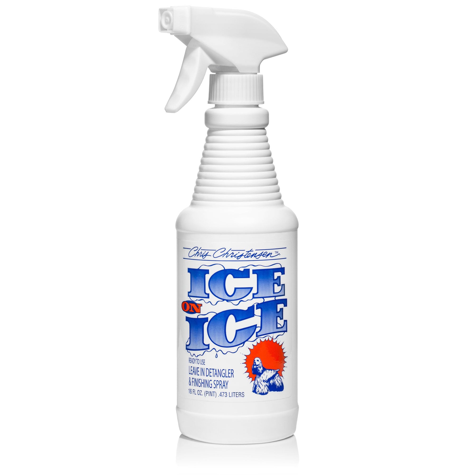 Chris Christensen Dog Brush Bundle: Ice on Ice Detangler & Finishing Spray for Elasticity & Strength + Big G Medium Slicker Brush for Fluffing and Detangling - Professional Grooming Kit for Long-Haired Dogs at Home or Salon