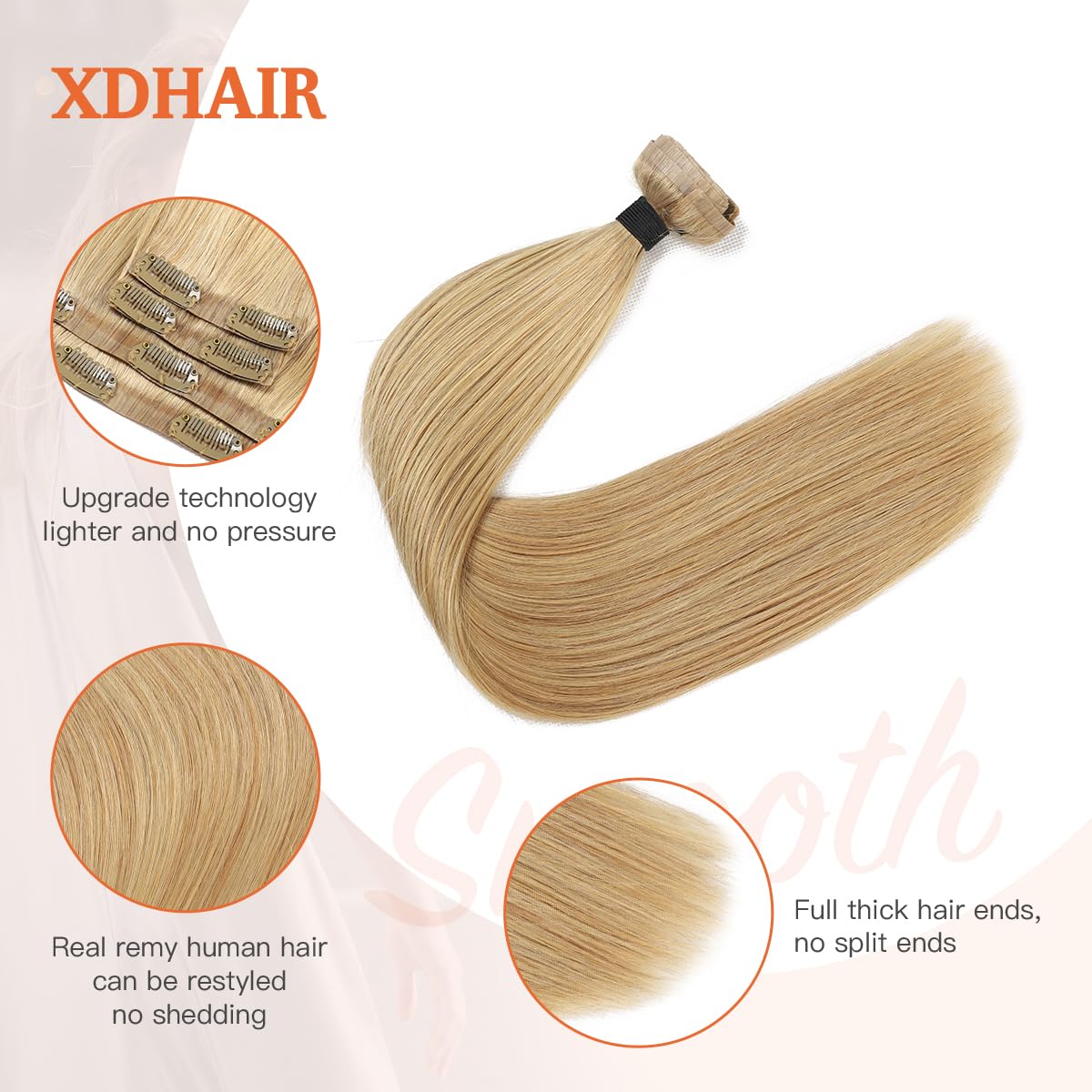 Premium 100% Human Hair Clip-In Extensions - Silky Straight Hair Extensions for Length & Volume | Perfect for Parties, Weddings & Everyday Styling
