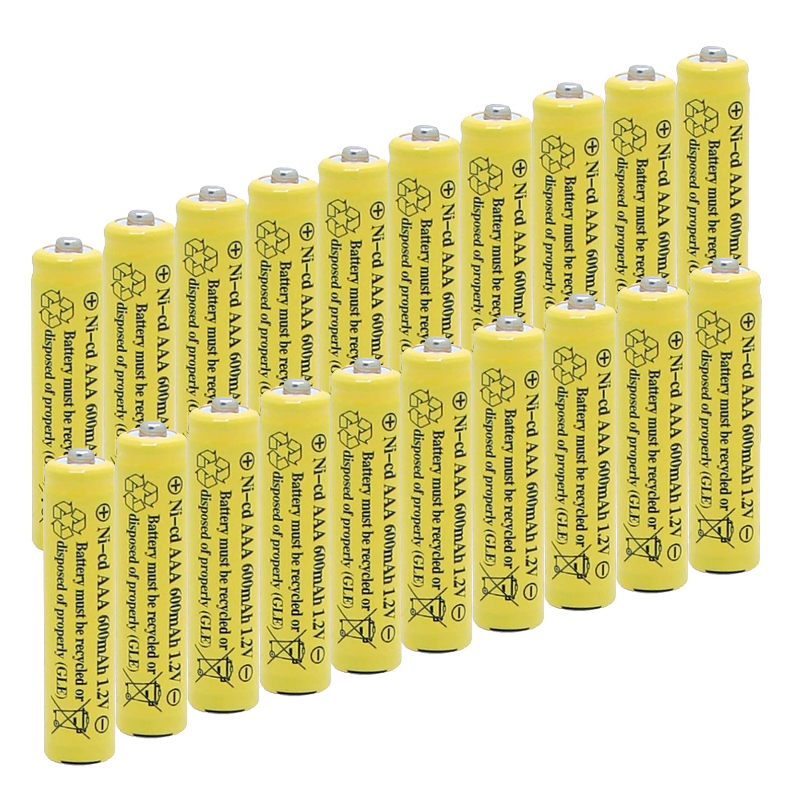 High Capacity AAA NiCd 600mAh 1.2V Rechargeable Solar Batteries - 20 Pack for Solar Garden Lights, Remote Controls, Toys, Computer Mice - Perfect for Outdoor & Indoor Solar Powered Devices