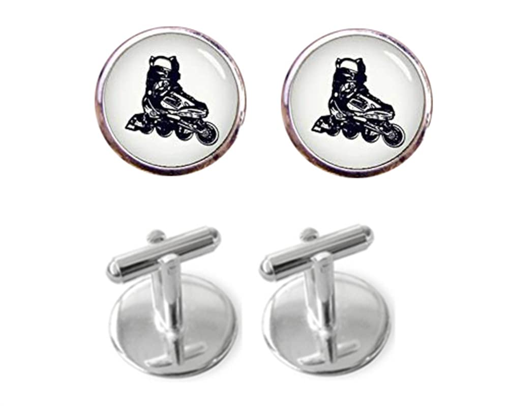 Death Devil Art Picture Cufflinks - Unique Roller Skate Design Cufflinks for Men | Custom Wedding Cufflinks, Groom Gifts, Tie Clips Set | Perfect for Roller Skating Enthusiasts & Sports Lovers | Ideal Anniversary & Valentine's Day Gift for Him