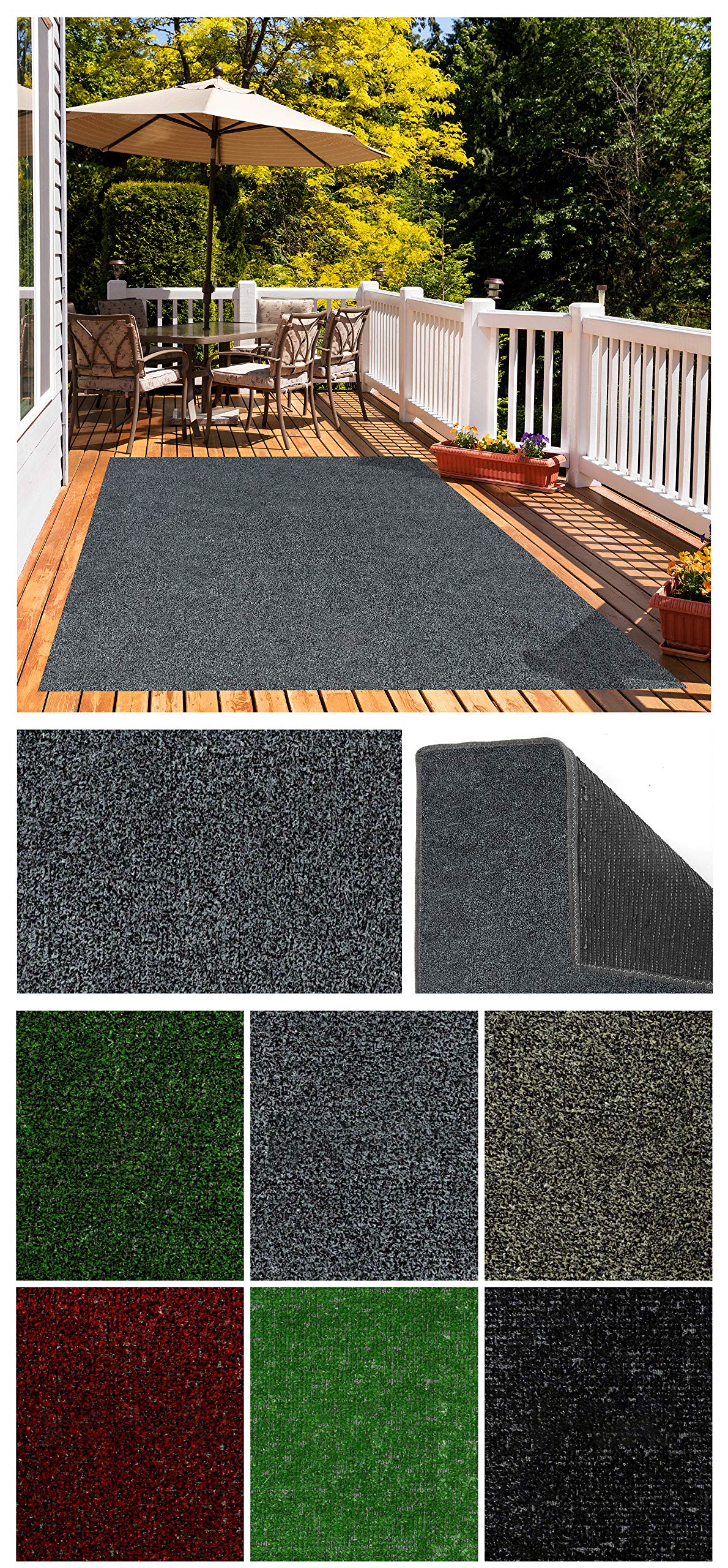 Premium Indoor/Outdoor Artificial Grass Rug - Durable Synthetic Turf Carpet for Patio, Deck, Balcony, Gazebo & Backyard - 6 Colors & Multiple Sizes (4'x12', Grey/Black) - Perfect for Outdoor Decor, Pet Areas & Play Spaces