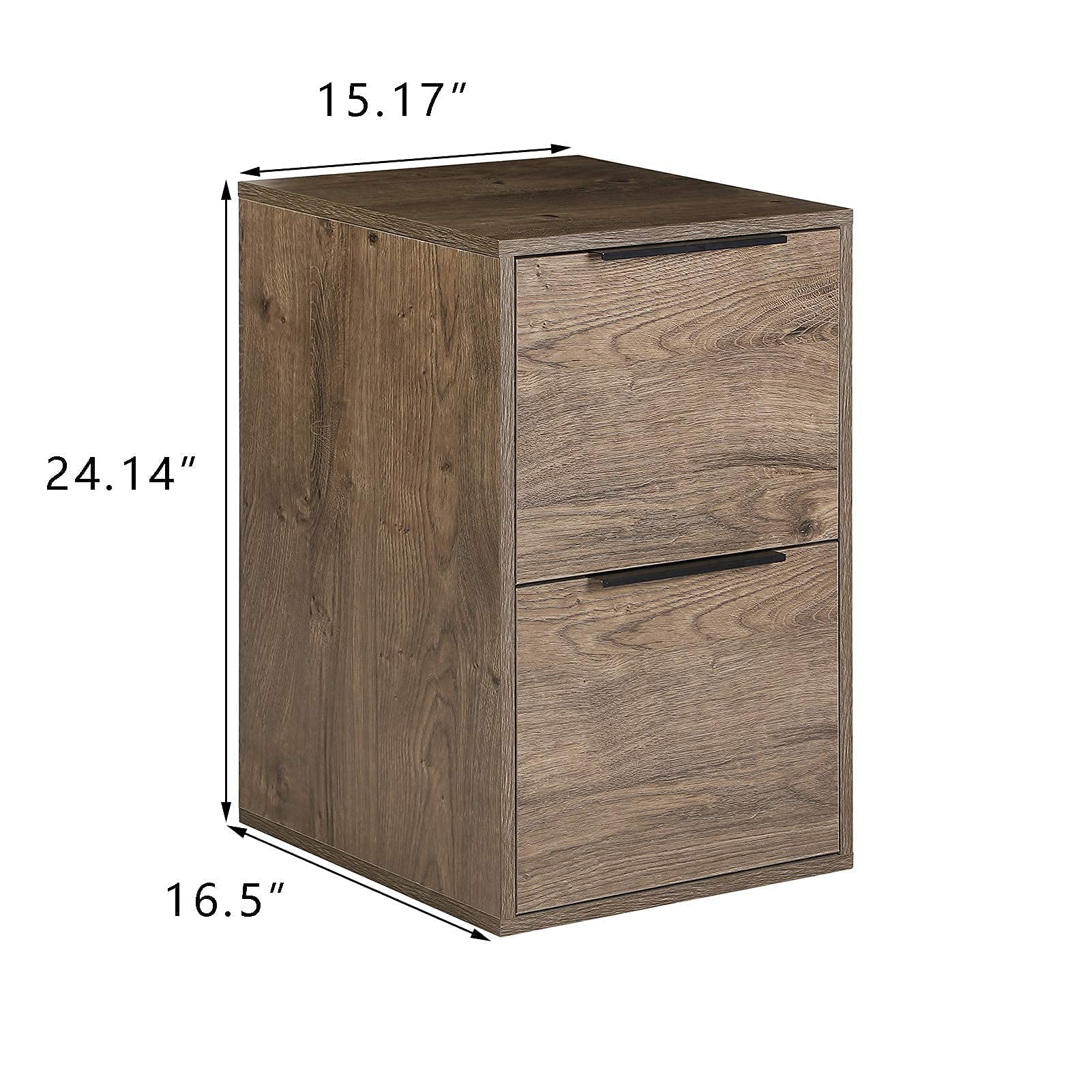 LUCYPAL 2-Drawer Wood File Cabinet - Letter Size Wooden Storage Cabinet with Hanging Bars for Home Office Organization | Under Desk Storage Solution | Easy Assembly Required (Grey) | Perfect for Office, Study Room & Home Workspace