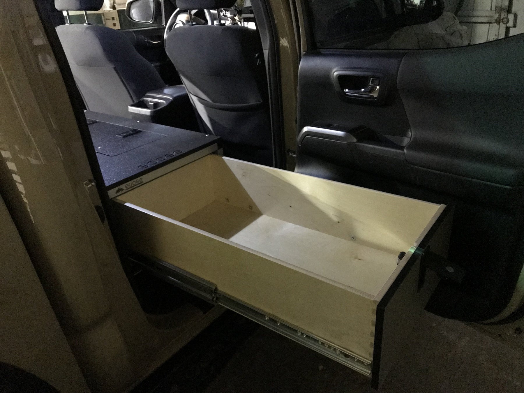 2005-2023 Toyota Tacoma Double Cab 2nd Row Single Drawer Storage Module (60% Passenger Side) - Perfect for Truck Organization & Road Trips