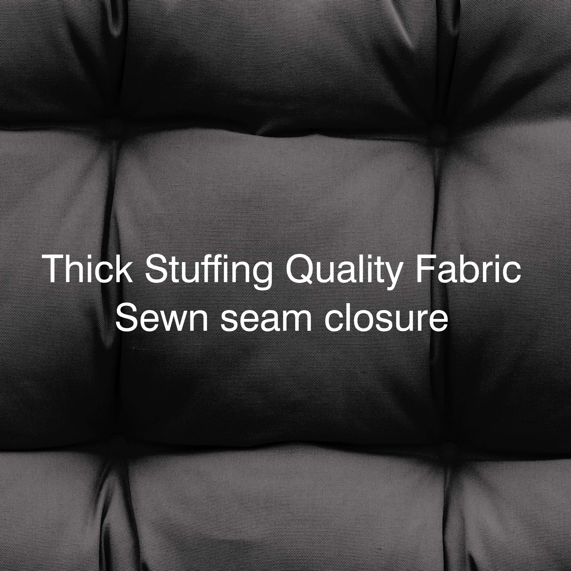 QILLOWAY Outdoor Seat & Back Chair Cushion Set - 4 Pack Tufted Pillow Covers for Patio Furniture, Spring Summer Seasonal Replacement (Dark Grey) - Perfect for Garden, Deck, Poolside & Porch Relaxation