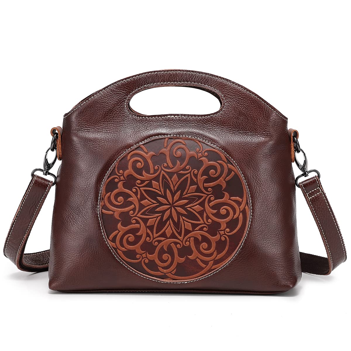 Vintage Genuine Leather Handbag for Women - Tote, Crossbody & Shoulder Bag - Elegant Ladies Purse with Top Handle - Perfect for Work, Travel & Everyday Use