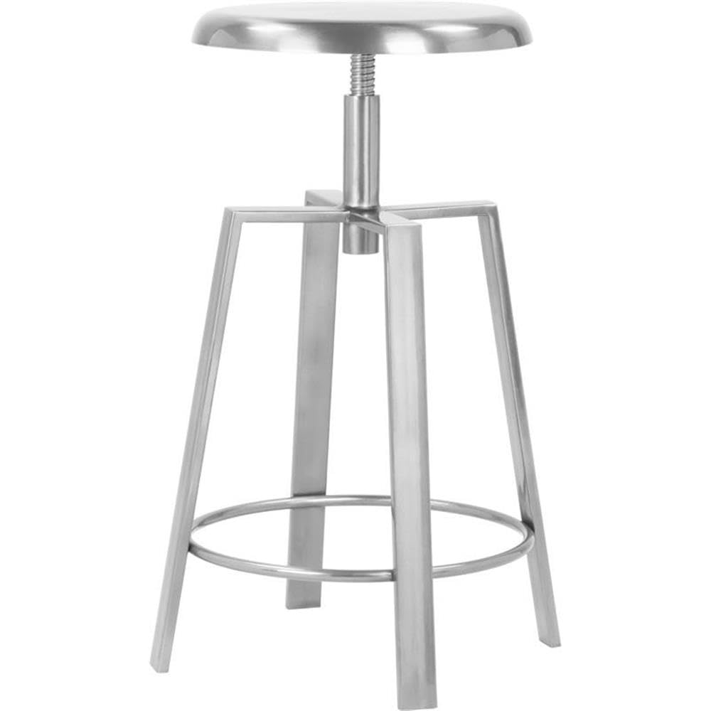 Premium Silver Iron Counter & Bar Stool Set of 2 - Modern Kitchen Island & Breakfast Bar Stools - Durable Metal Barstools for Home, Cafe & Restaurant Use