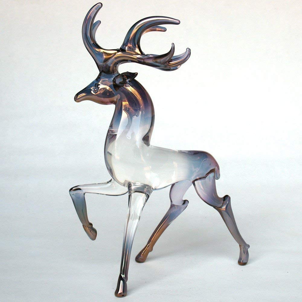 Hand-Blown Glass Deer Buck Figurine - Elegant Home Decor for Cabin, Office & Nature-Themed Gift Ideas