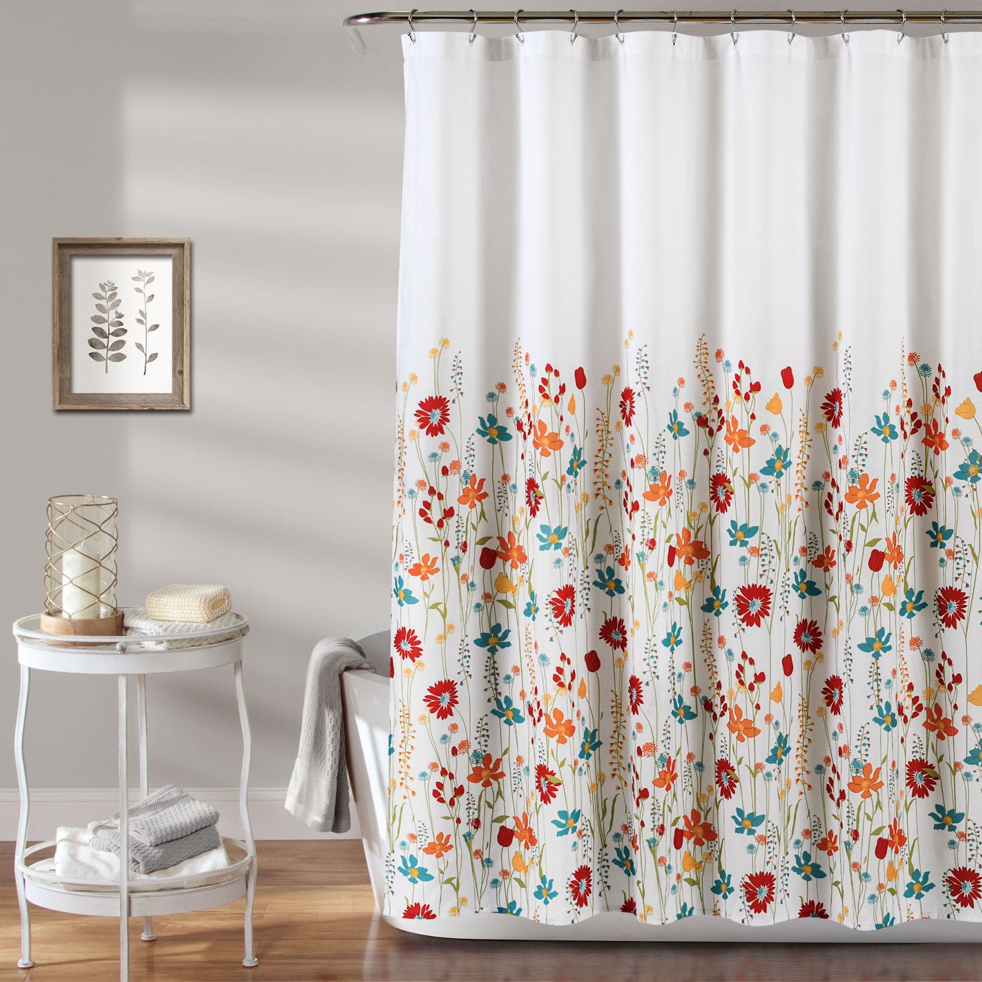 Clarissa Floral Shower Curtain - Waterproof Bathroom Decor with Hooks, Vintage Bloom Design for Modern Homes - Perfect for Master Bath, Guest Bath & Dorm Rooms