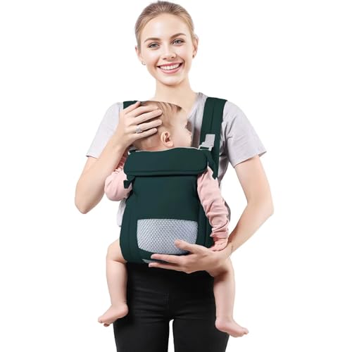 Adjustable Baby Carrier for Newborn to Toddler (7-30 lbs) - Lightweight & Cozy Infant Wrap Sling in Dark Green | Perfect for Hands-Free Parenting, Shopping & Outdoor Adventures