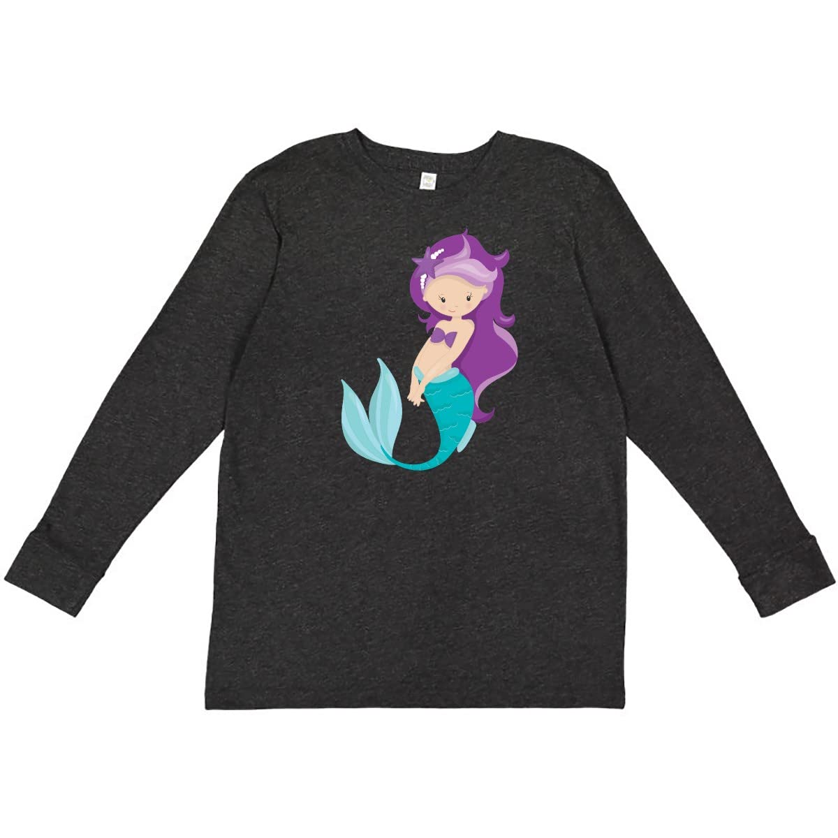 Inktastic Mermaid Youth Long Sleeve T-Shirt | Cute Sea Creature Graphic Tee for Girls | Perfect for Beach Days, Birthday Gifts & Casual Wear