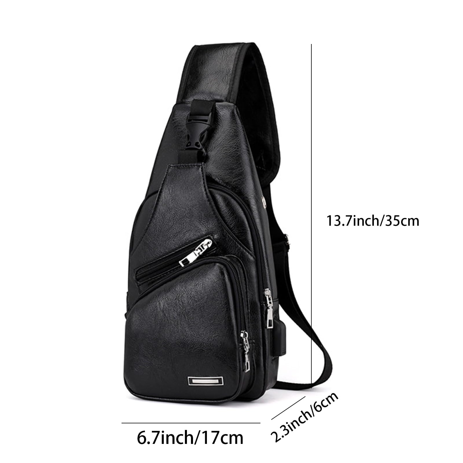 Durable Waterproof Leather Sling Bag for Men & Women - USB Charging Crossbody Chest Bag, Lightweight Travel Daypack - Perfect for Hiking, Commuting & Everyday Use