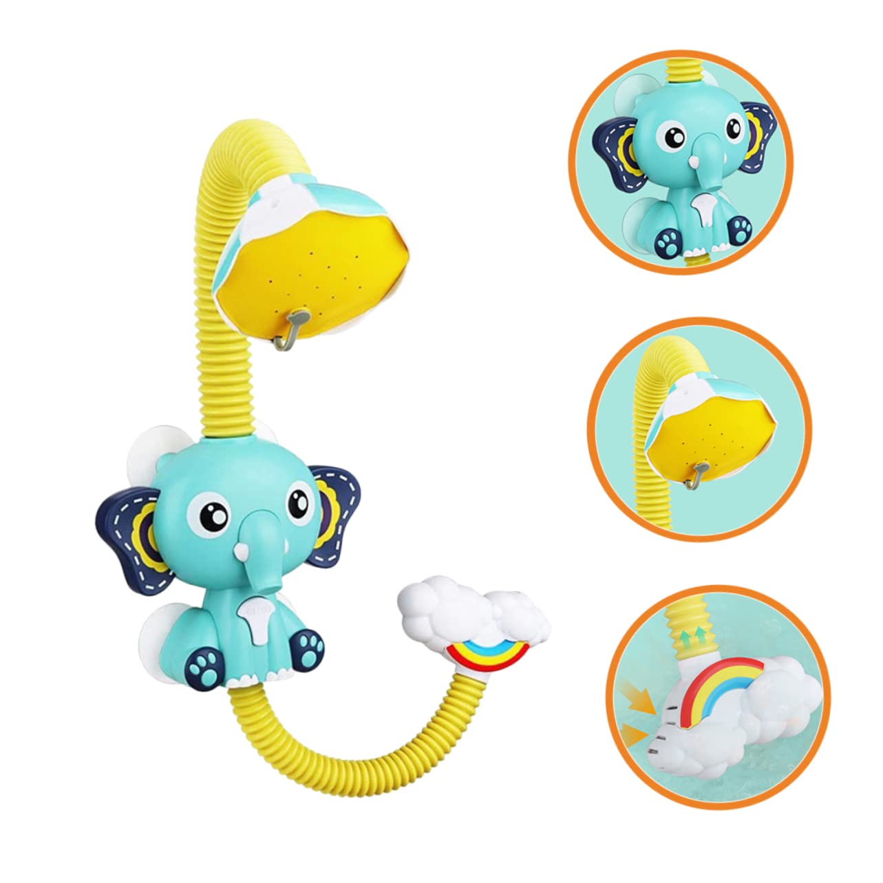 FAVOMOTO 2-Pack Electric Elephant Bath Toys with Sprayer - Fun Shower Head for Kids, Water Play Toy for Bathtime & Pool Parties - BPA-Free Plastic Baby Bath Accessories