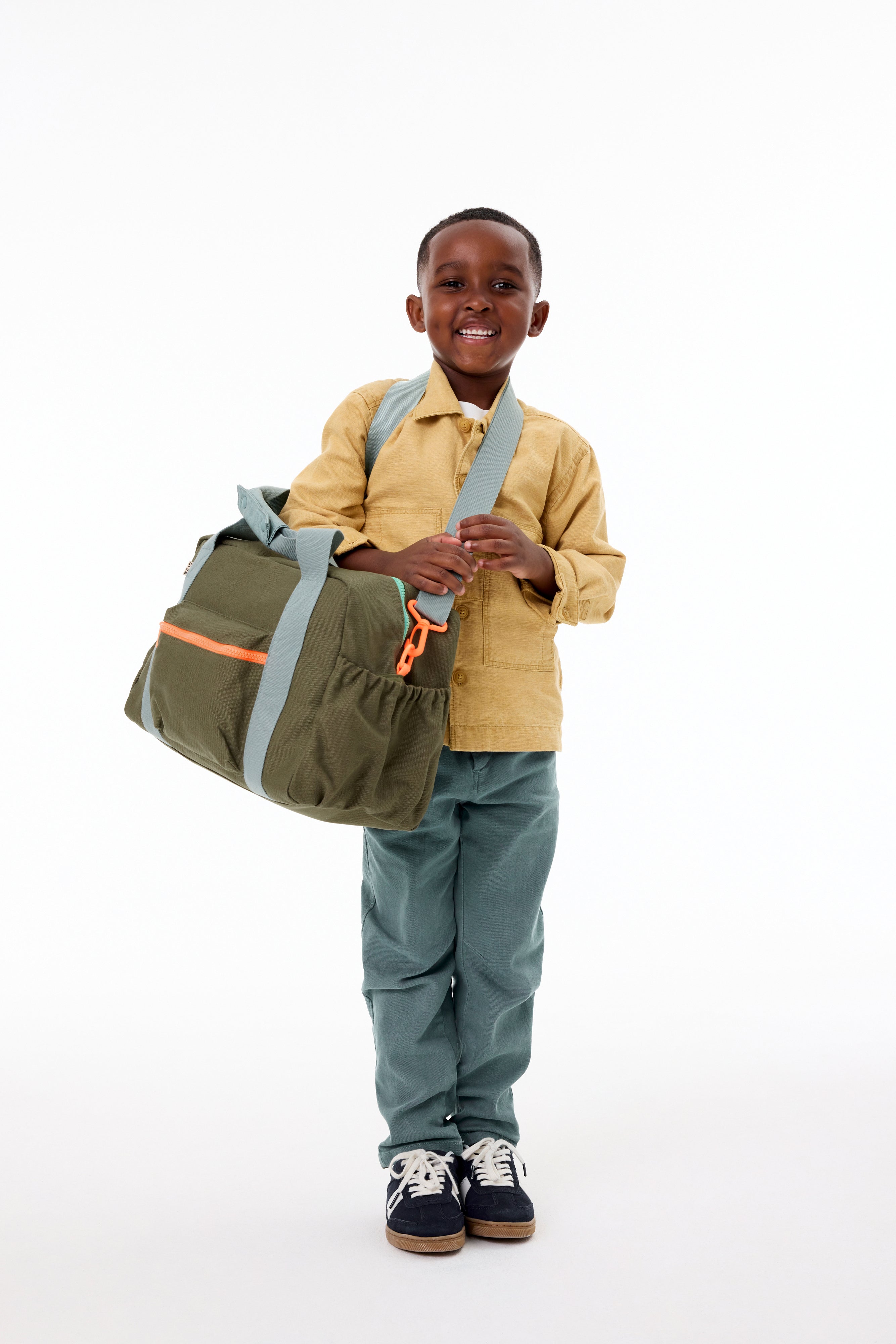 Kids Duffle Bag in Olive Green - Lightweight Travel Backpack for Boys & Girls - Perfect for School, Sports, and Weekend Getaways