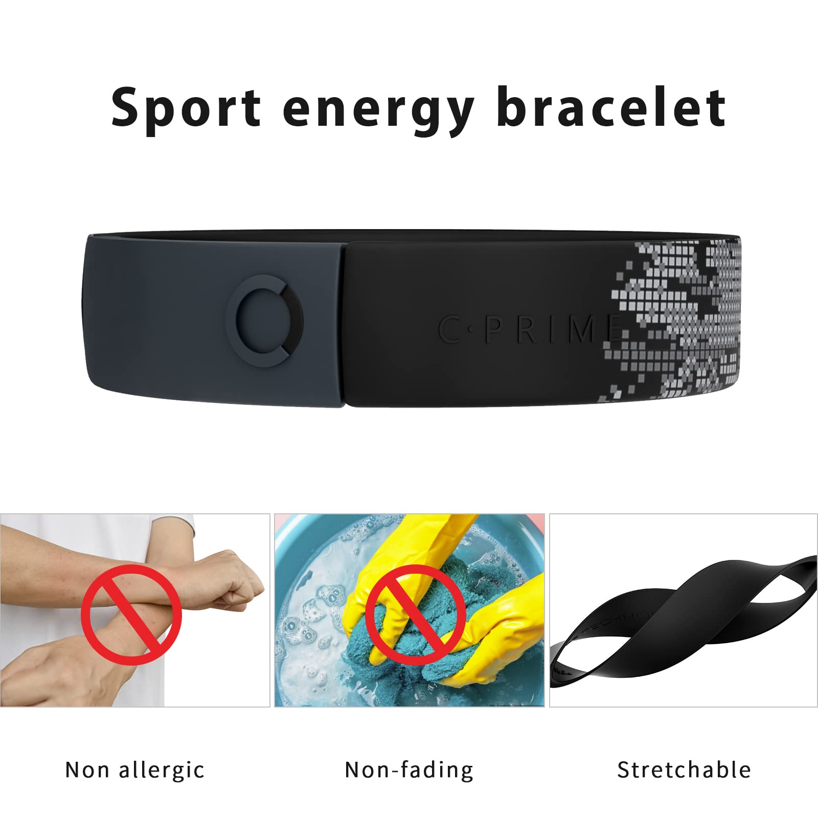 Cprime Sports Balance Bracelet - Silicone Energy Bracelet for Stability & Motivation - Enhance Performance in Running, Yoga, Gym & Outdoor Activities