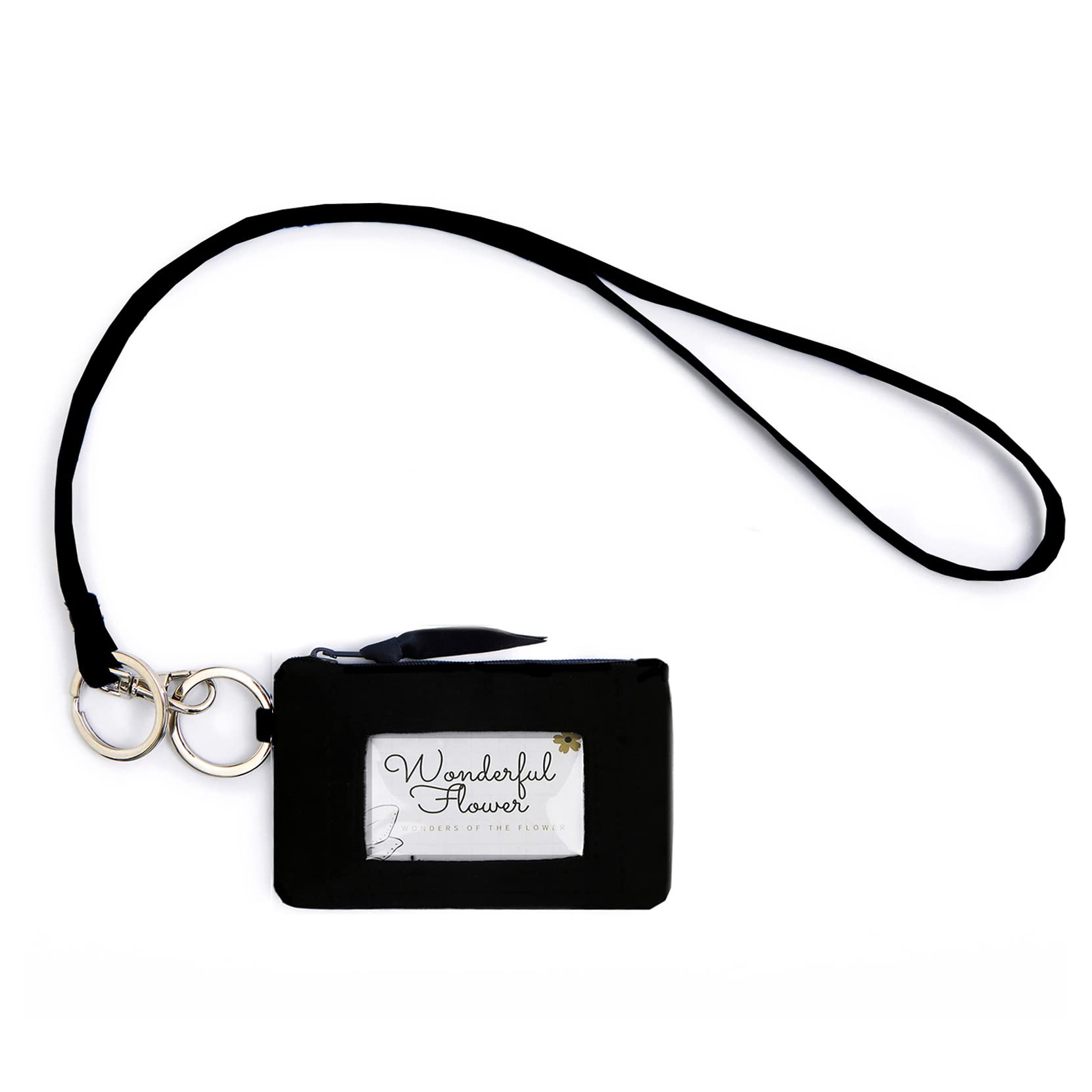 Premium Velvet Lanyard Wallet with ID Holder & Zip Case - Stylish Card Holder for Men, Women & Teens - Perfect for Work, School, Events & Travel (Velvet Black)