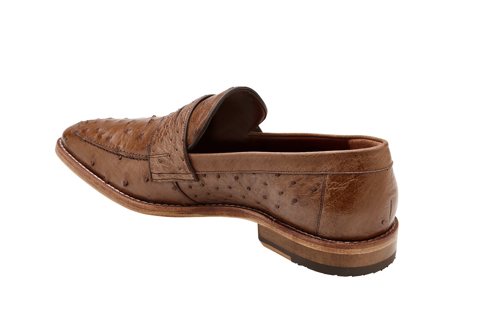 Belvedere Espada Genuine Ostrich Leather Dress Shoes for Men - Premium Tabac Brown 02440 - Formal Business & Wedding Occasions