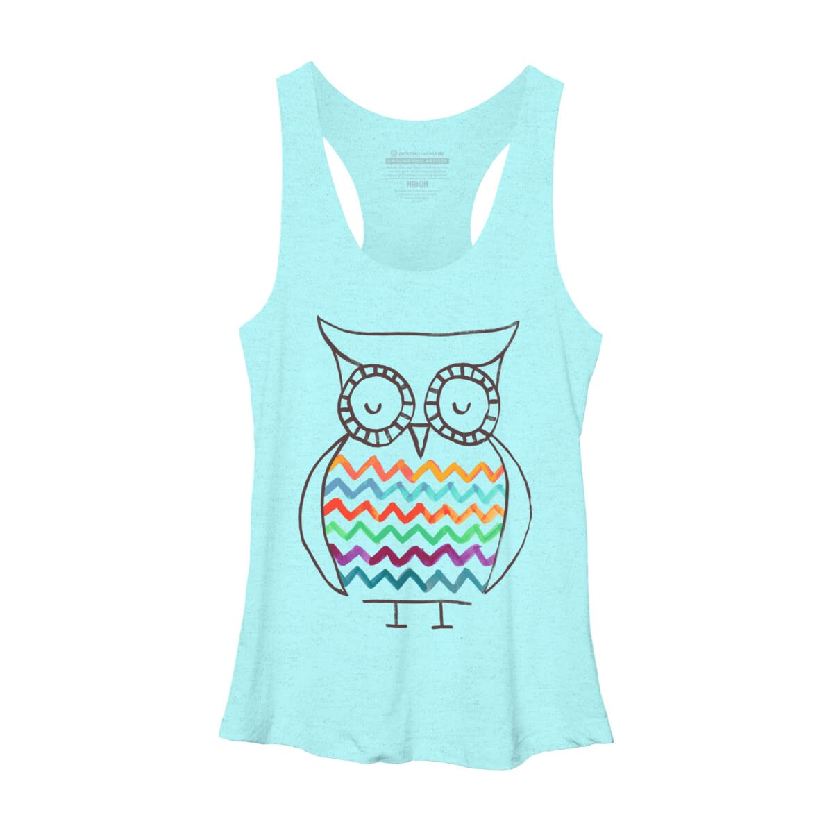Design By Humans Women's Preppy Owl Print Racerback Tank Top - Cute Graphic Tee for Casual Wear, Gym & Summer Outfits