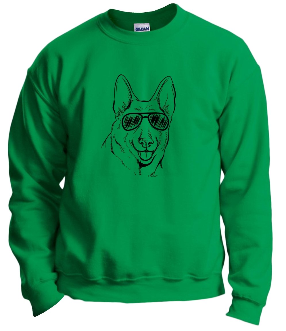 German Shepherd Dog Gifts - Stylish Crewneck Sweatshirt with Sunglasses for Dog Lovers | Perfect for Casual Wear & Dog-Themed Parties