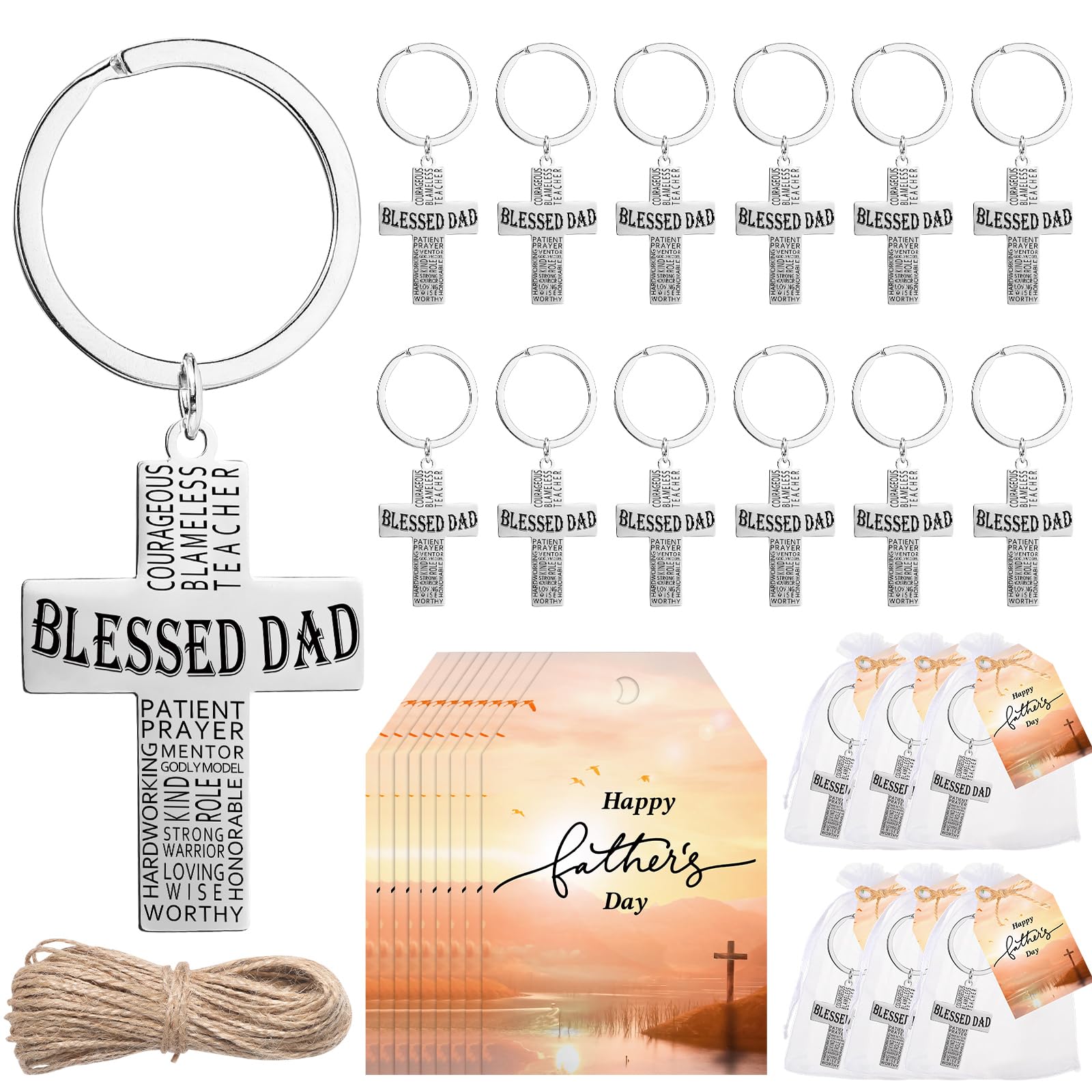 Christian Keychain Gifts for Dad - Bible Verse Cross Keychains | Church & Father's Day