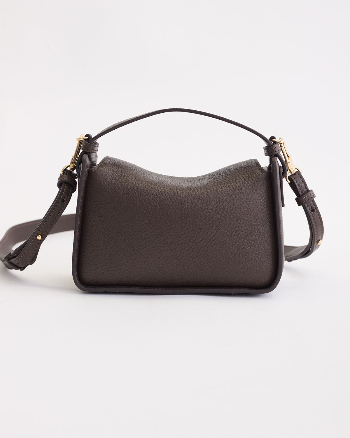 Mini Clementine Crossbody Bag in Charcoal Pebbled Leather with Gold Hardware - Perfect for Everyday Use, Work, and Evening Outings