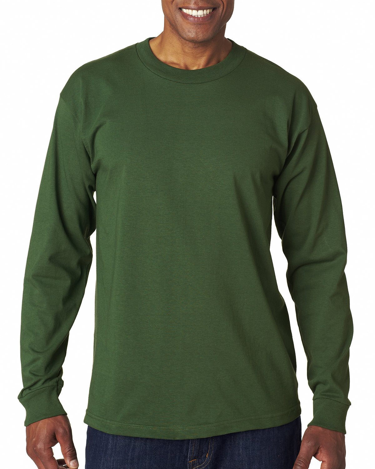 Bayside BA6100 Men's 100% Cotton Long Sleeve T-Shirt - 6.1 oz. Comfort Fit Crewneck Casual Shirt for Work, Outdoor & Everyday Wear