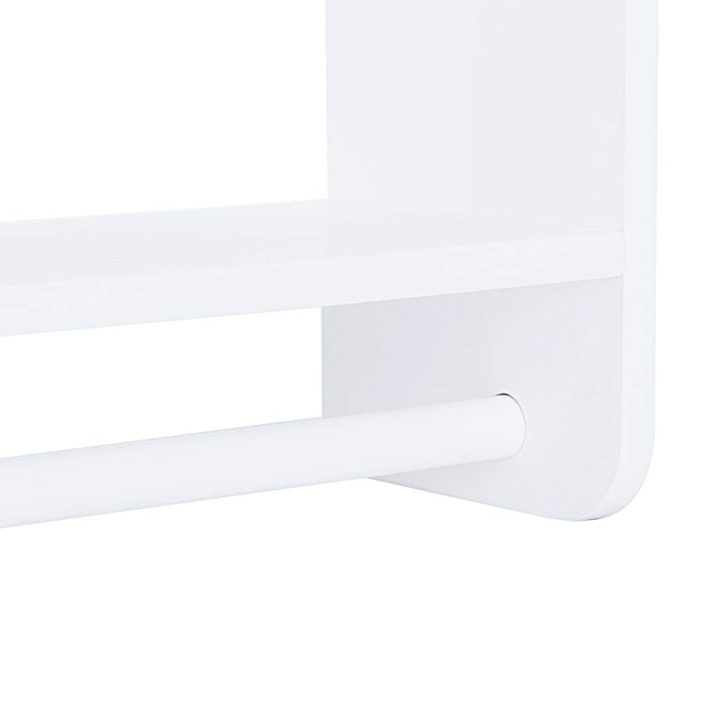 White Wall Mounted Cabinet with Double Doors & Hanging Bar - Bathroom & Kitchen Storage Cupboard for Towels, Dishes & Organizing Essentials