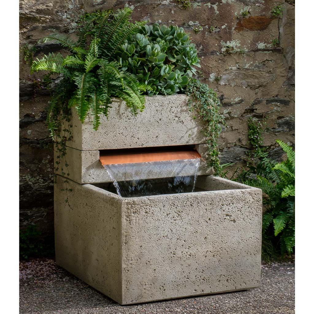 Campania International Oasis Fountain - Outdoor Garden Water Feature with LED Lights for Patio, Yard, and Landscape Decor