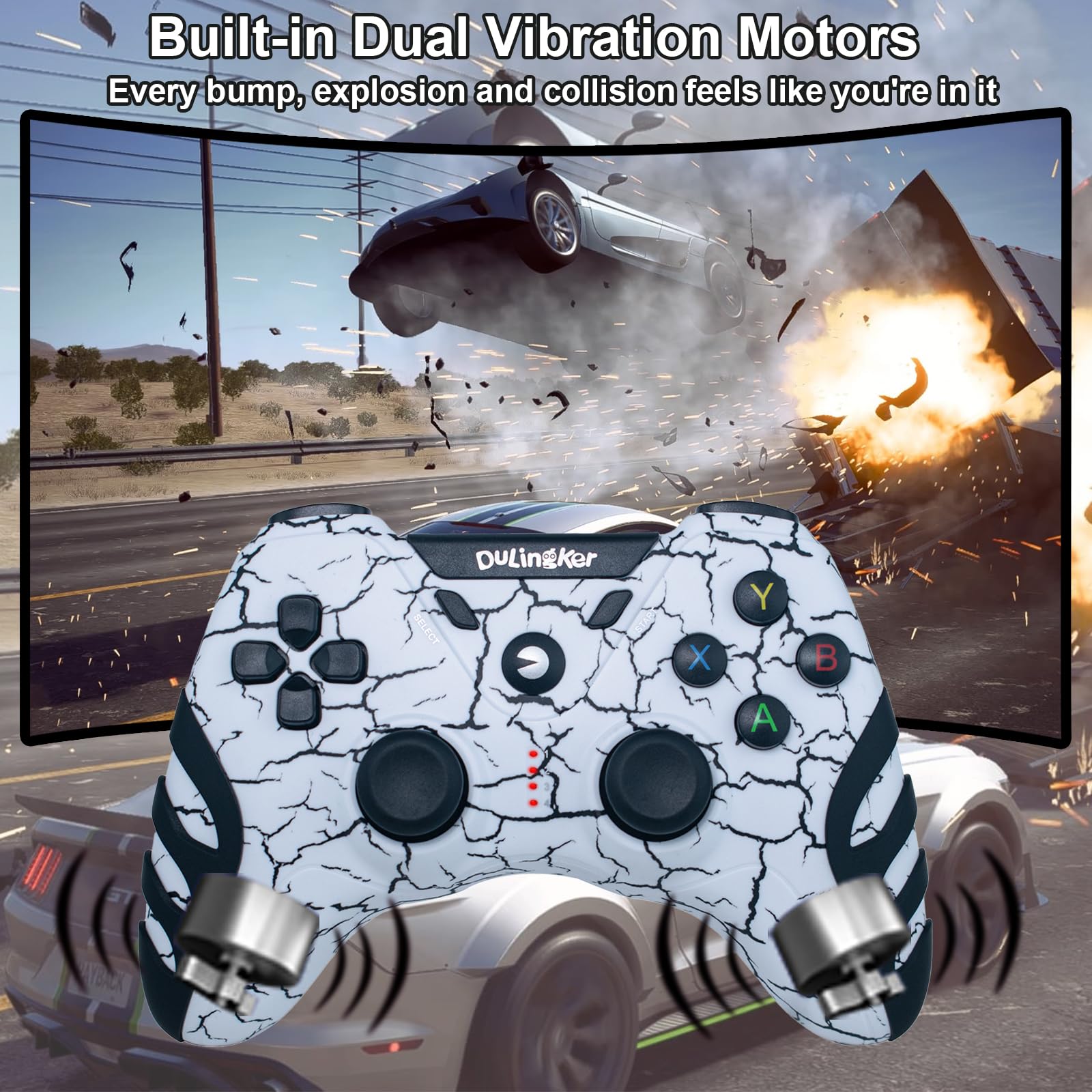 Wireless Gaming Controller for PC, PS3, Android TV & Steam - Dual Vibration, 2.4G Wireless Gamepad Compatible with Windows 11/10/8/7, TV Box & Raspberry Pi | Perfect for PC Gaming, Console Play & Smart TV Entertainment