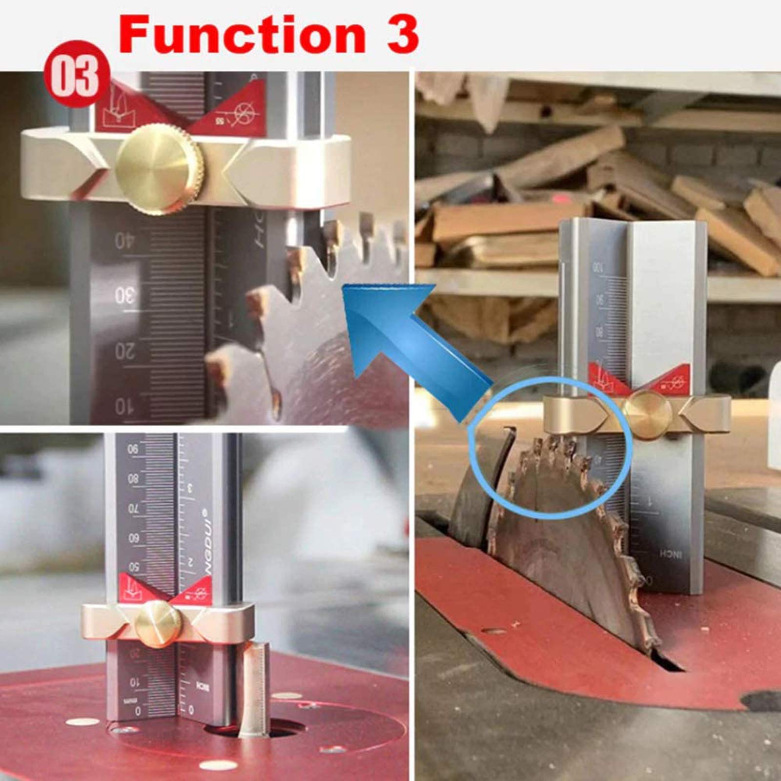3 in 1 Multifunction Measuring Gauge - Drill Depth Gauge, Drill Stop & Angle Gauge, Table Saw Height Gauge | Precision Woodworking Tools for DIY Projects & Professional Use