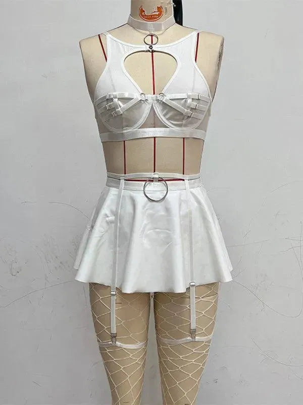 Sexy Leather Lingerie Set for Women - Fetish Costume, BDSM Outfit - Perfect for Valentine's Day, Boudoir Photography & Role Play
