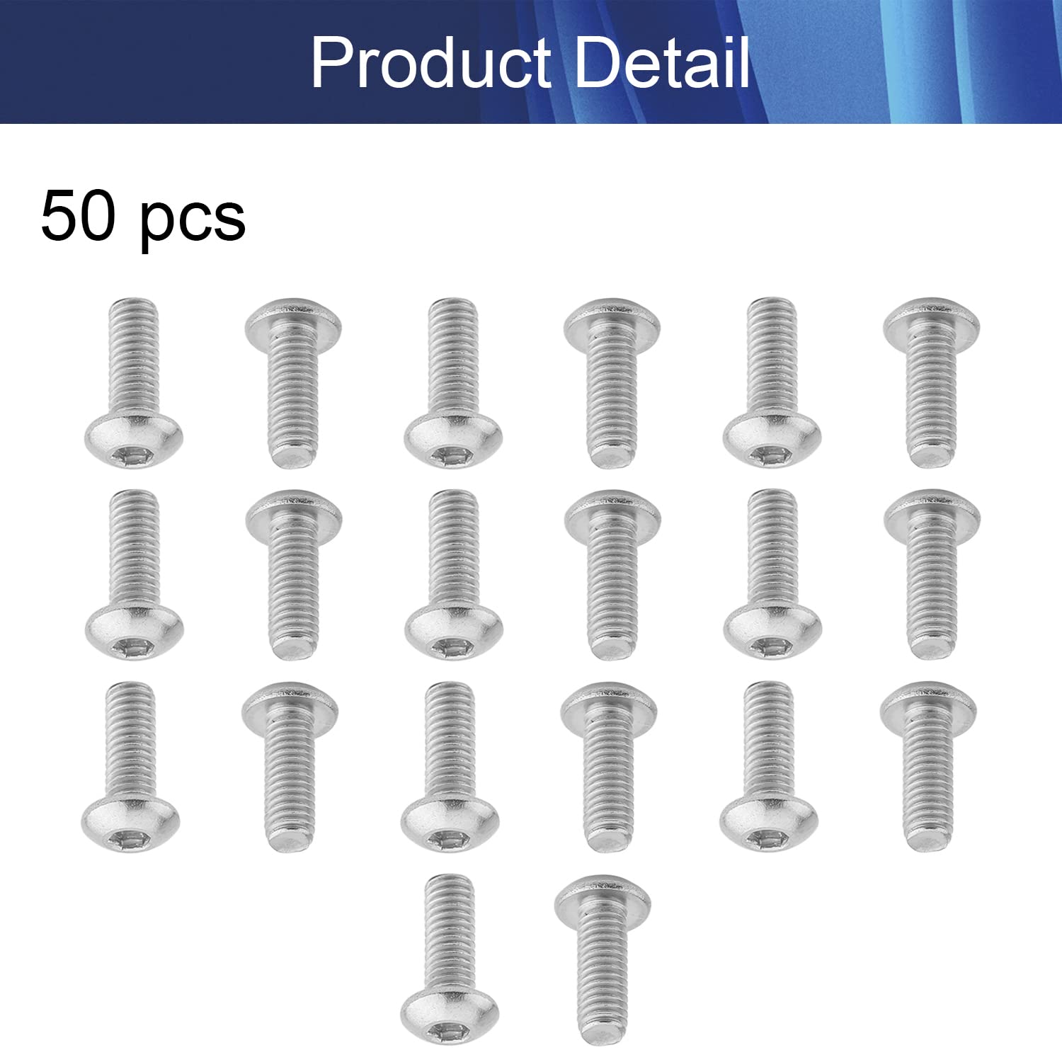 50Pcs M3x8mm Hex Socket Head Screws - Carbon Steel Fasteners for Furniture Assembly