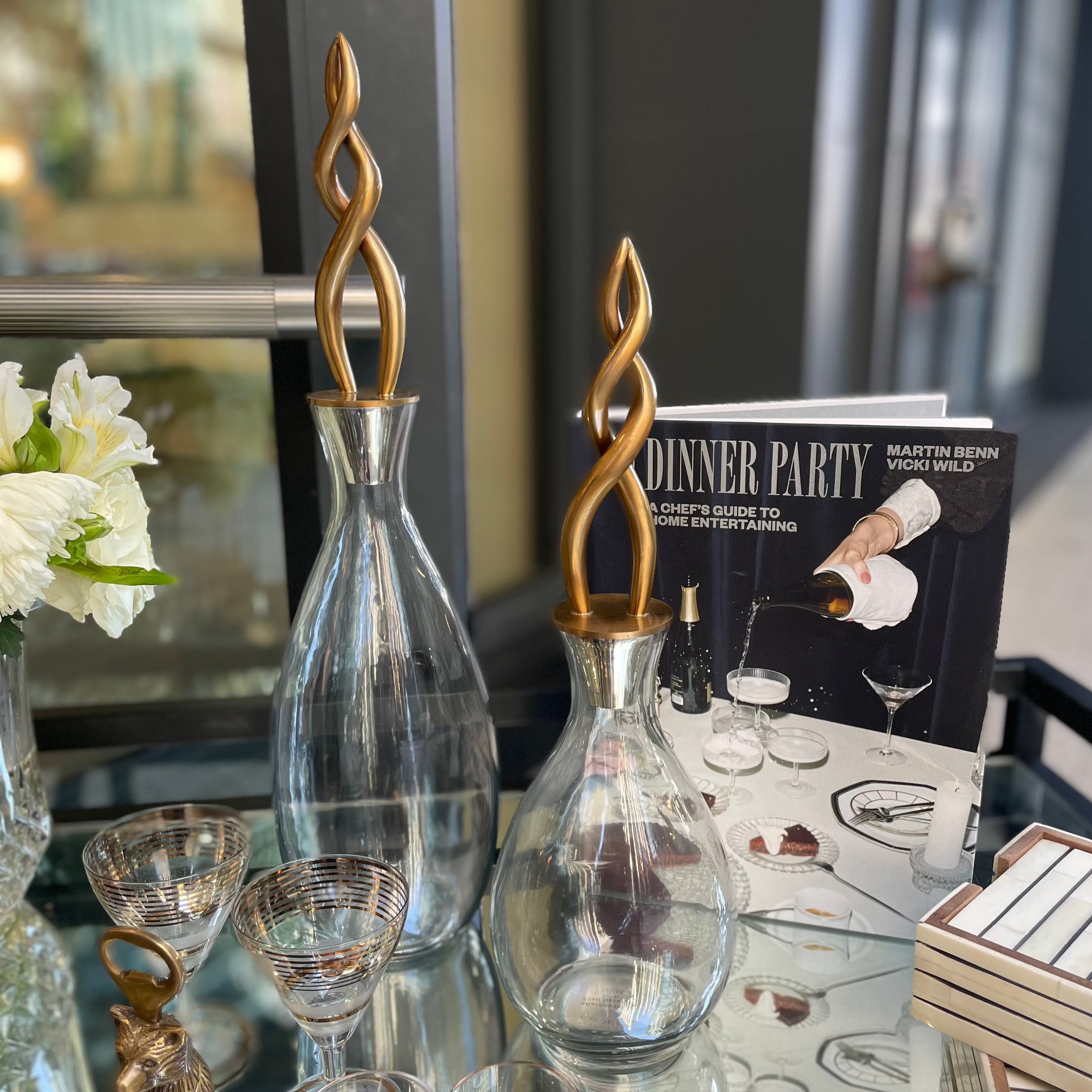 Premium Crystal Elixir Decanters Set of 2 - Elegant Smoke Luster Design for Whiskey, Bourbon & Scotch - Perfect for Home Bar, Gifts & Entertaining