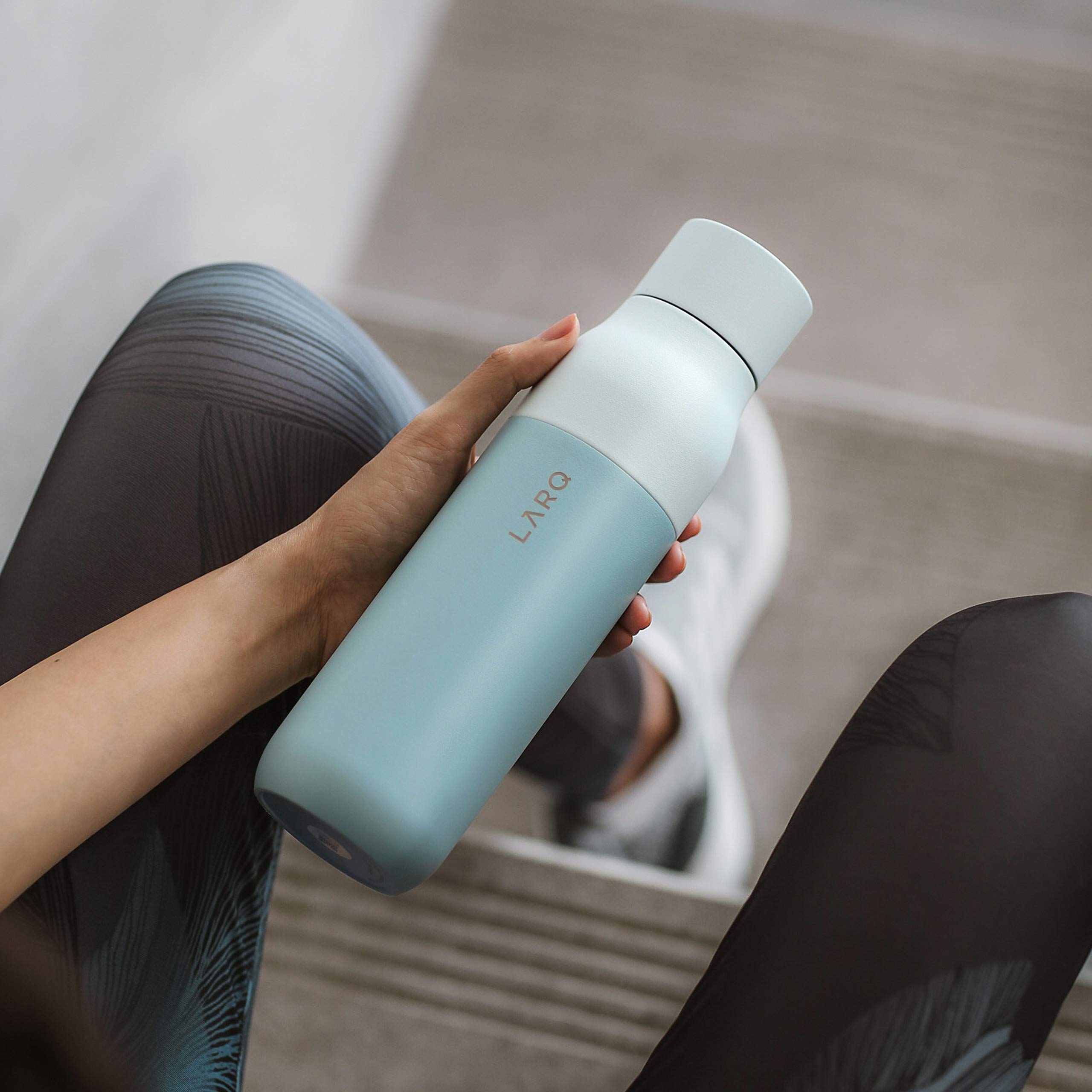 LARQ PureVis 17 oz Self-Cleaning Insulated Stainless Steel Water Bottle with UV Water Purifier | Award-Winning Design, Reusable & Travel Friendly, Seaside Mint | Perfect for Hiking, Gym & Everyday Hydration