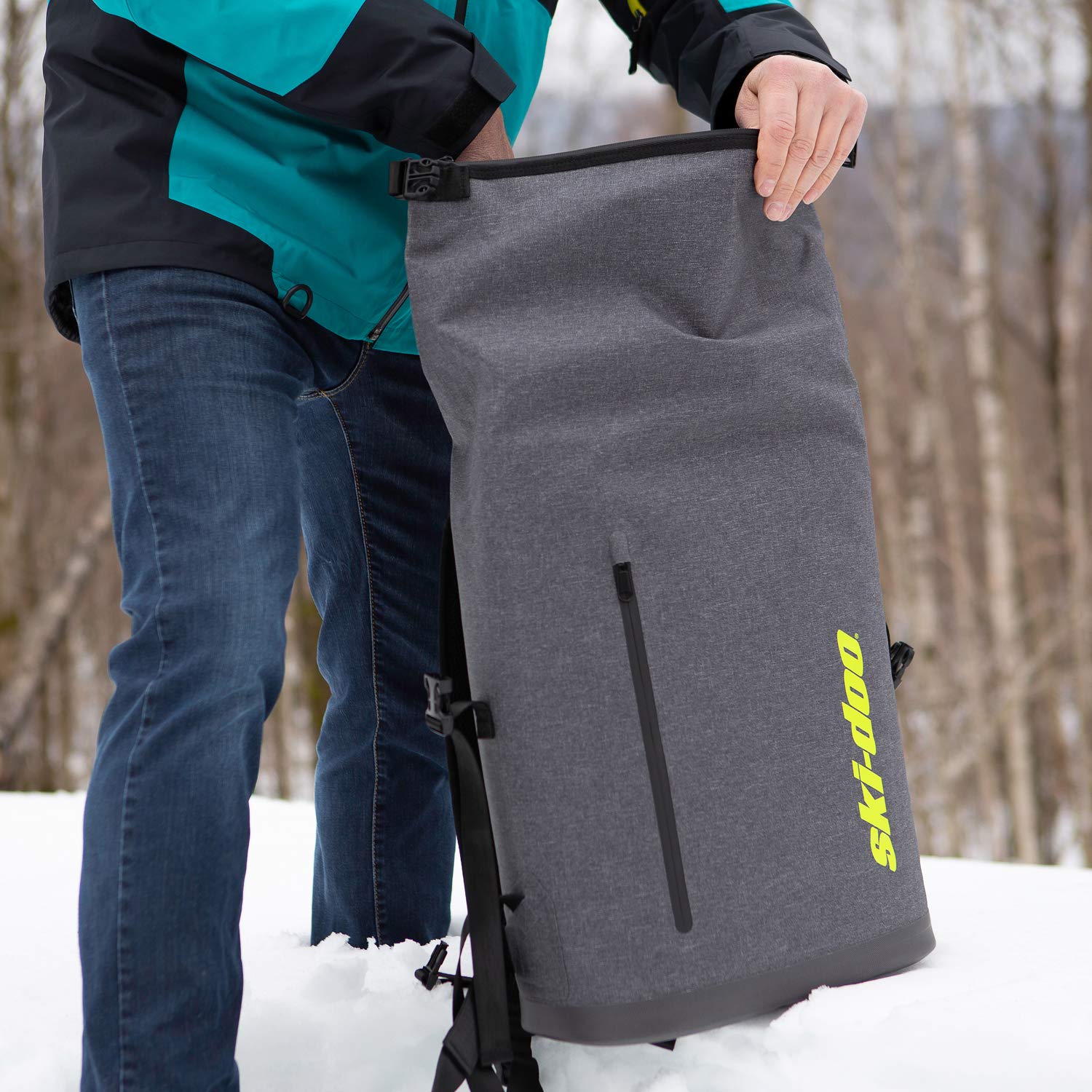**Ski-Doo Backpack for Men & Women - Waterproof Hiking Backpack, Grey, One Size - Perfect for Skiing, Snowboarding, Camping & Outdoor Adventures**
