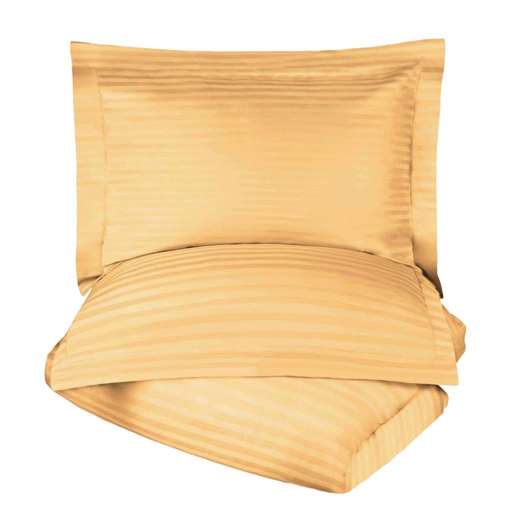 Luxury Egyptian Cotton 600 Thread Count Duvet Cover Set - Queen Size, Striped Design for Bedroom Decor | Soft & Breathable Bedding Set for Hotels, Guest Rooms & Master Bedrooms