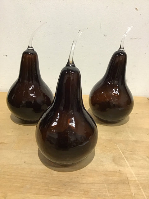 Set of 3 Handcrafted 8-Inch Pear-Shaped Glass Art Pieces - Perfect for Home Decor, Wedding Centerpieces & Gift Giving
