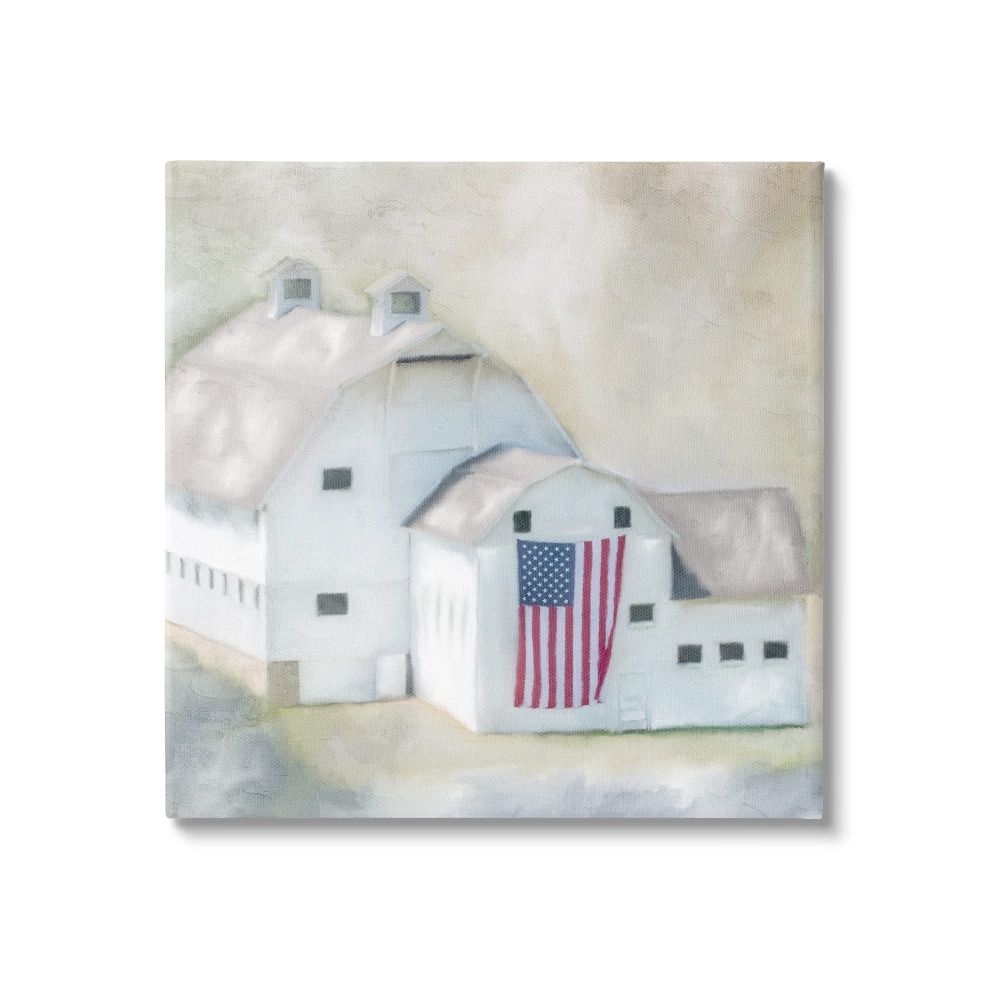 Stupell Industries American Flag White Farmhouse Barn Wall Art - Rustic Countryside Decor by Kim Allen | Perfect for Living Room, Bedroom & Farmhouse Style Homes