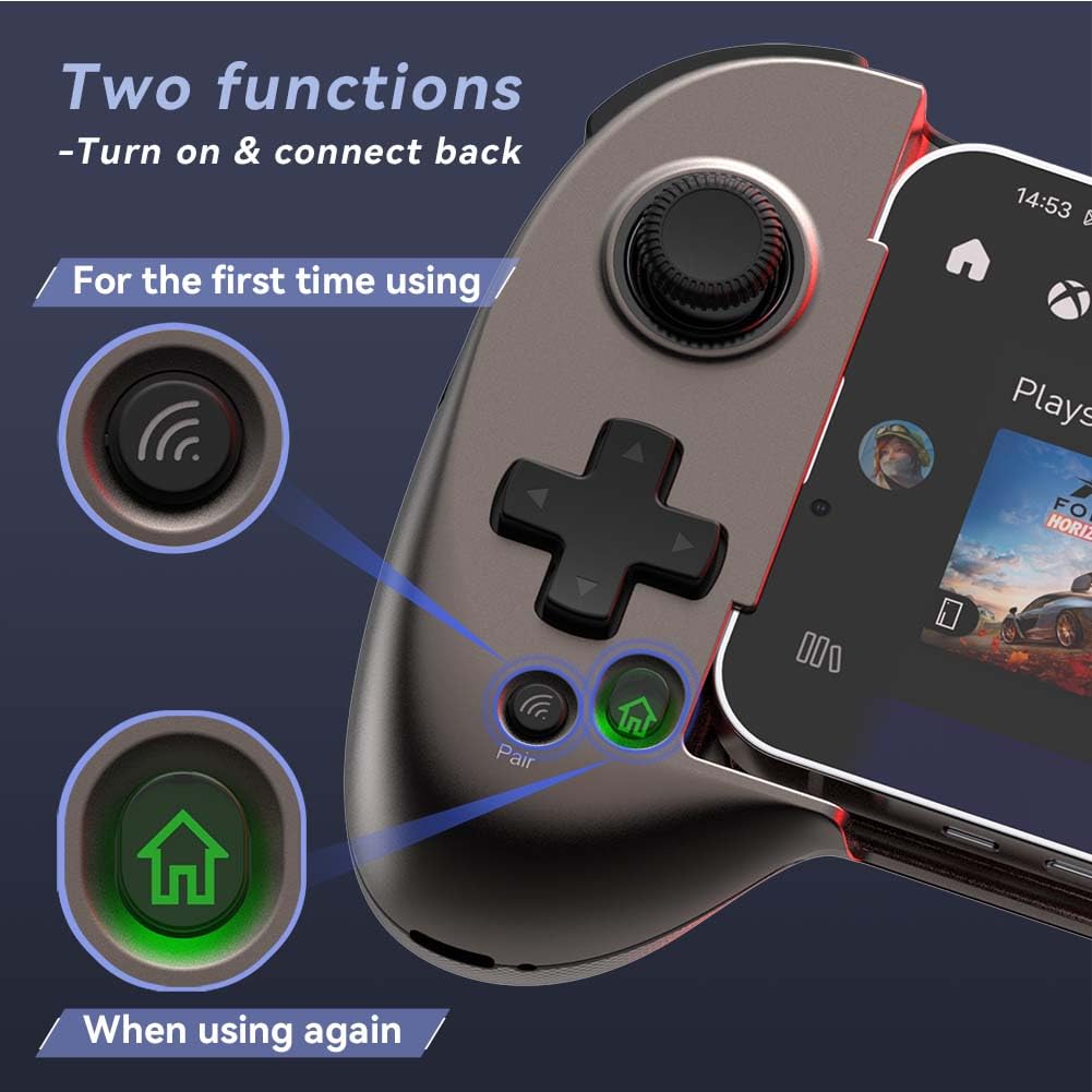 ShanWan Wireless Bluetooth Mobile Game Controller for iPhone & Android - Compatible with PS Remote Play, Xbox Cloud, Steam Link, GeForce NOW & MFi Arcade Games | Includes Phone Case Support & Long Battery Life | Perfect for Mobile Gaming, Cloud Gaming & On-the-Go Play